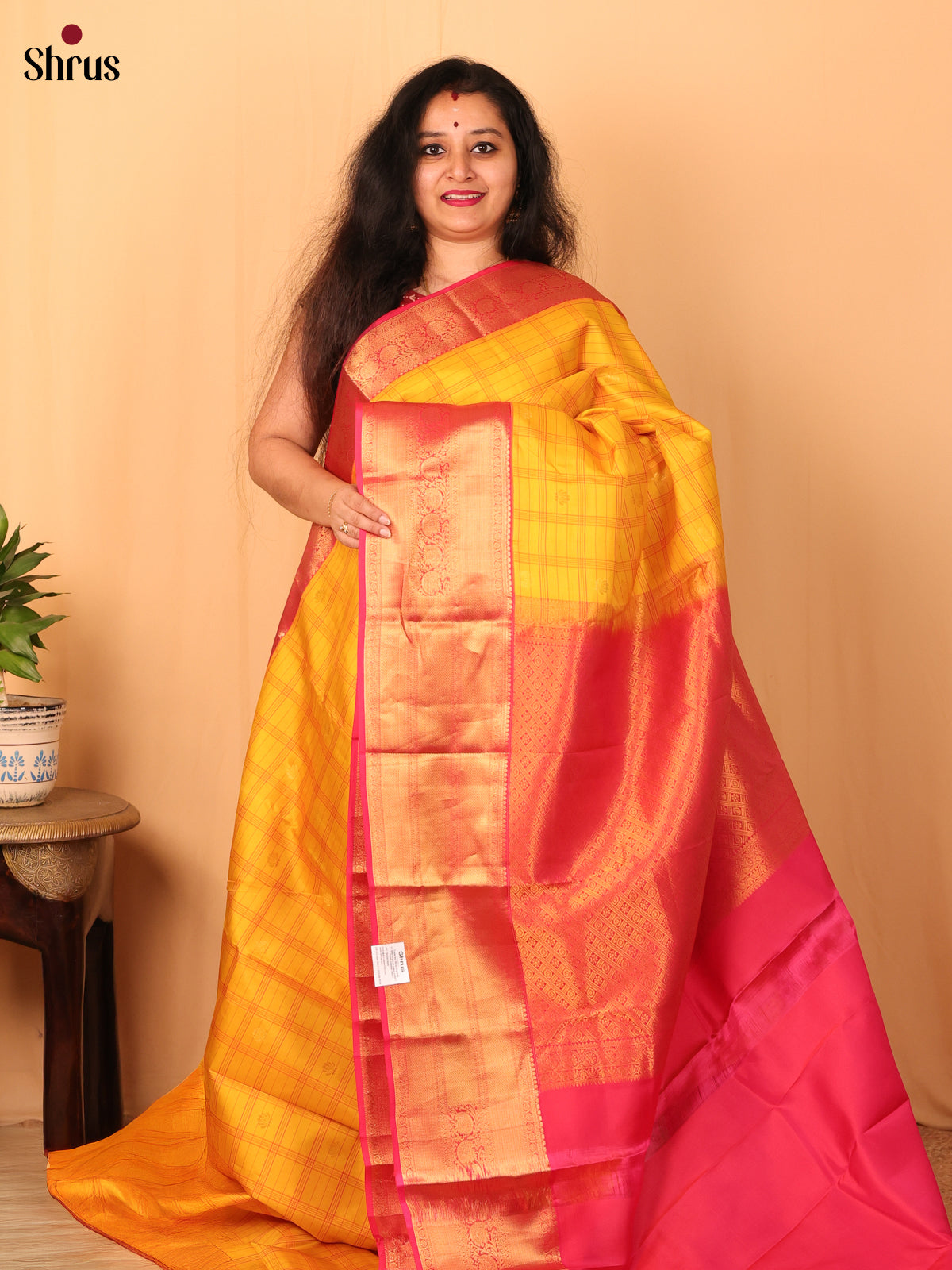 Yellow - Kanchipuram silk Saree - Shop on Shrus.com