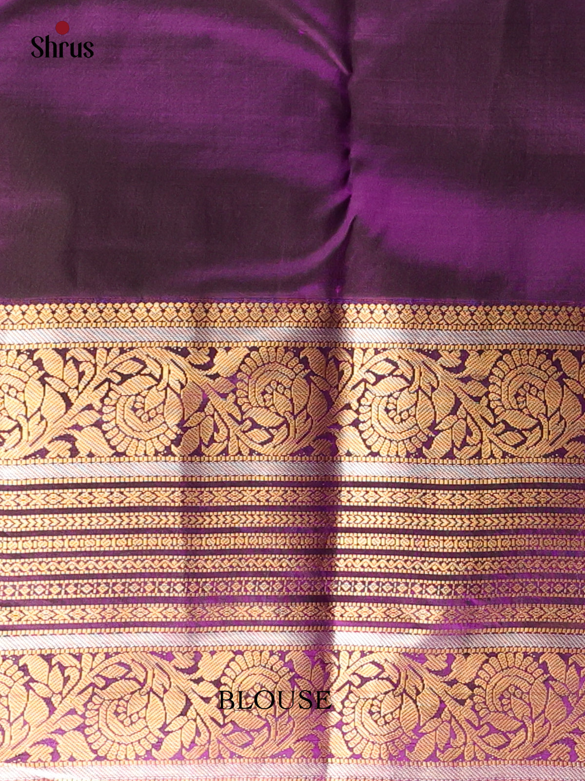 Cream & Violet - Kanchipuram silk Saree - Shop on Shrus.com