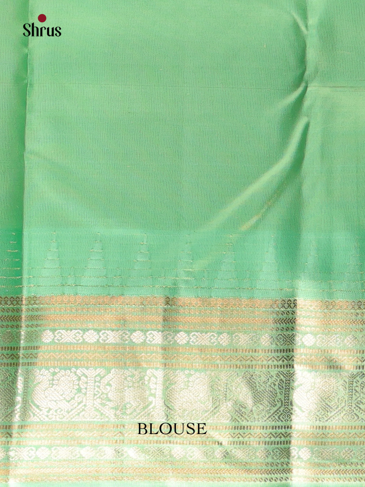 Red and Pastel green Pure Kanchipuram silk Saree With Zari Woven Buttas-2