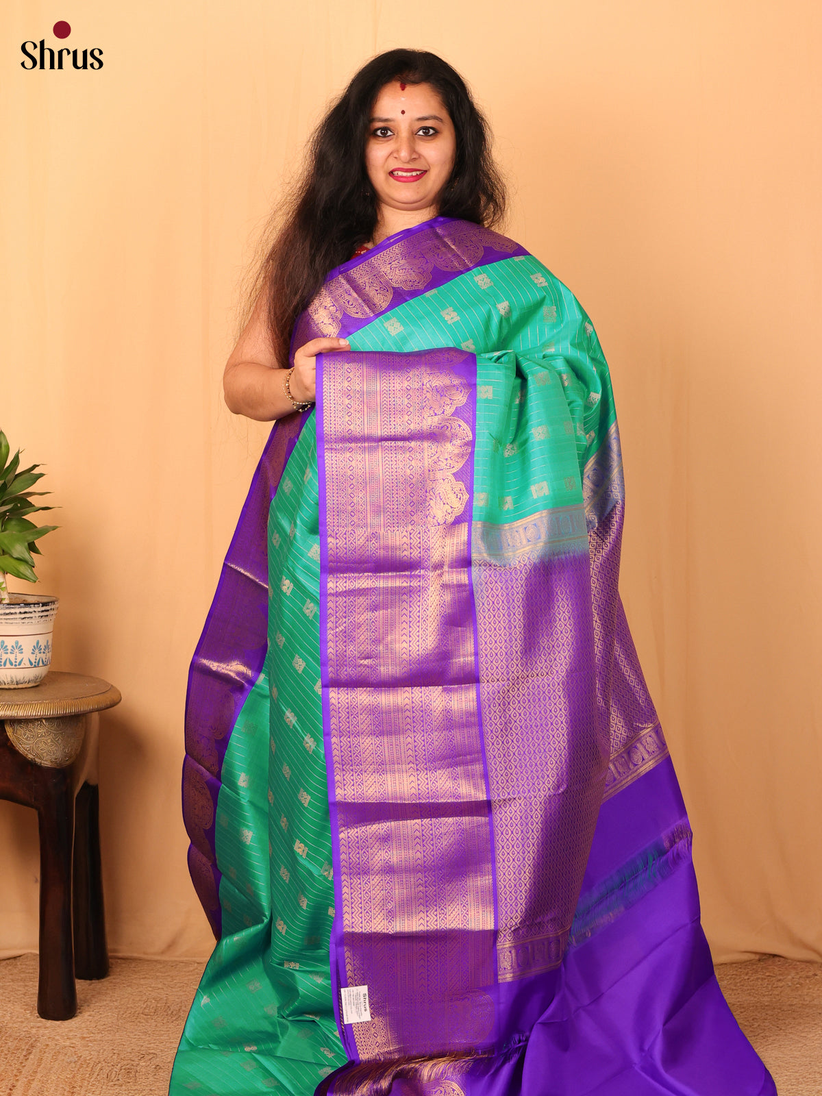 Green & Purple - Kanchipuram silk Saree - Shop on Shrus.com