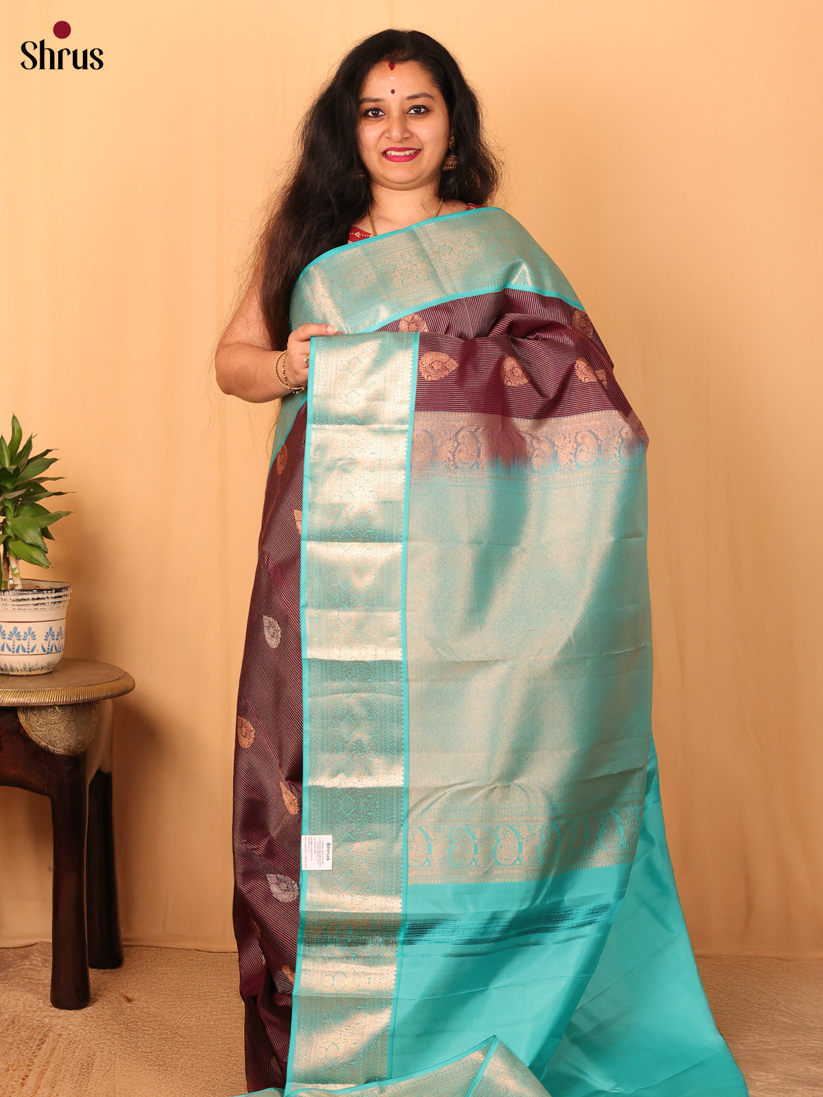 Jamun & Teal - Kanchipuram silk Saree - Shop on Shrus.com