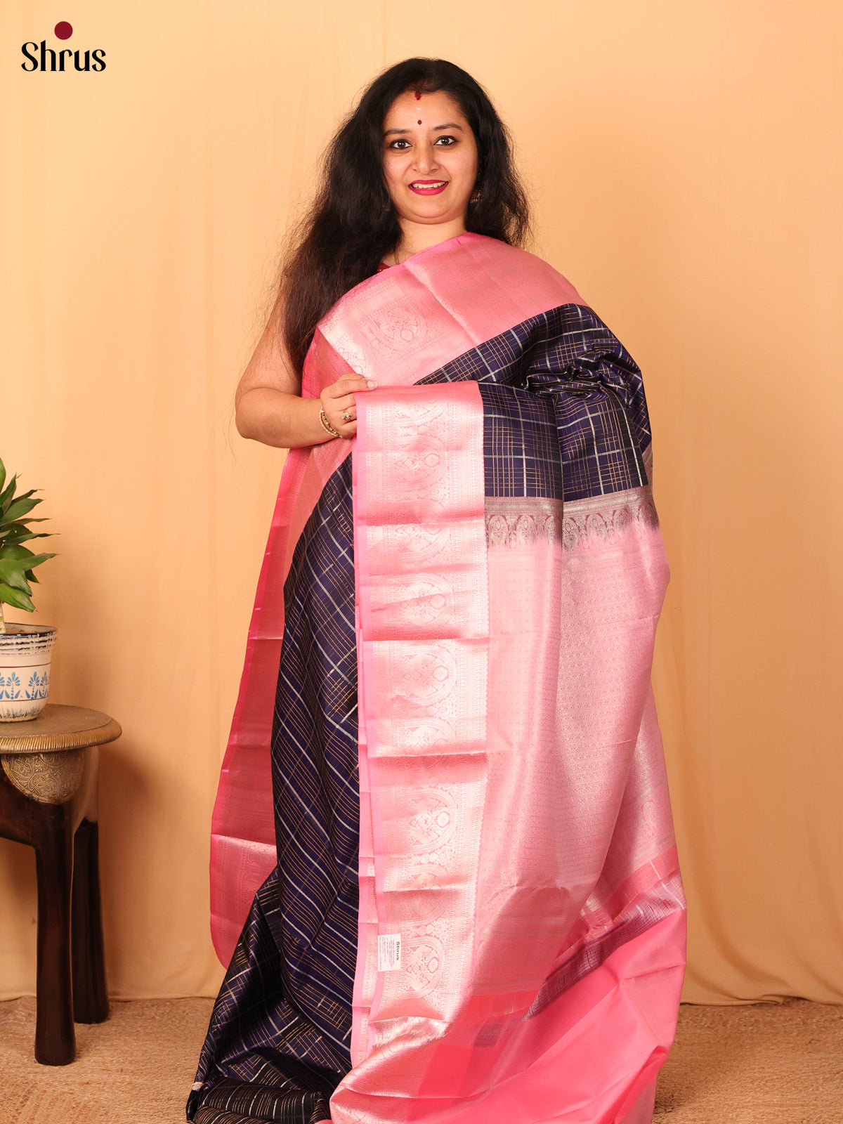 Saree 31 Violet & Pink- Kanchipuram silk Saree - Shop on Shrus.com