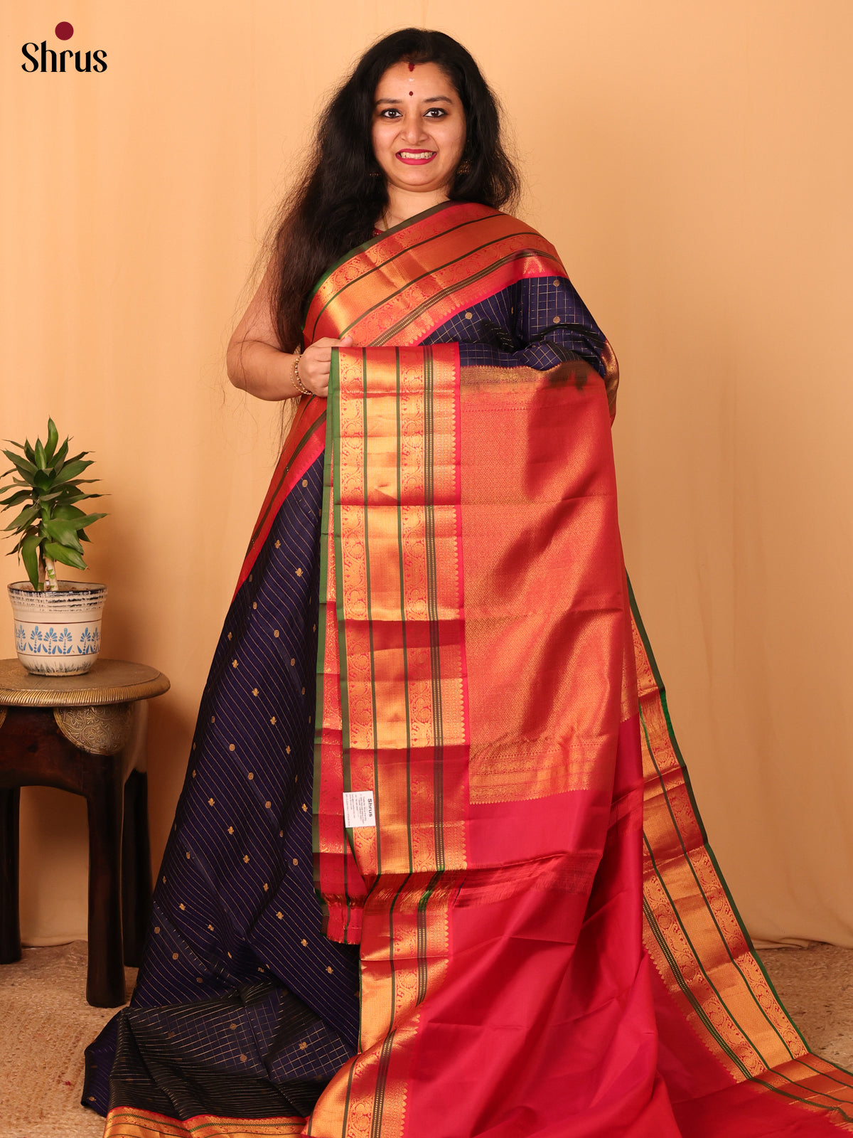 Violet & Pink - Kanchipuram silk Saree - Shop on Shrus.com
