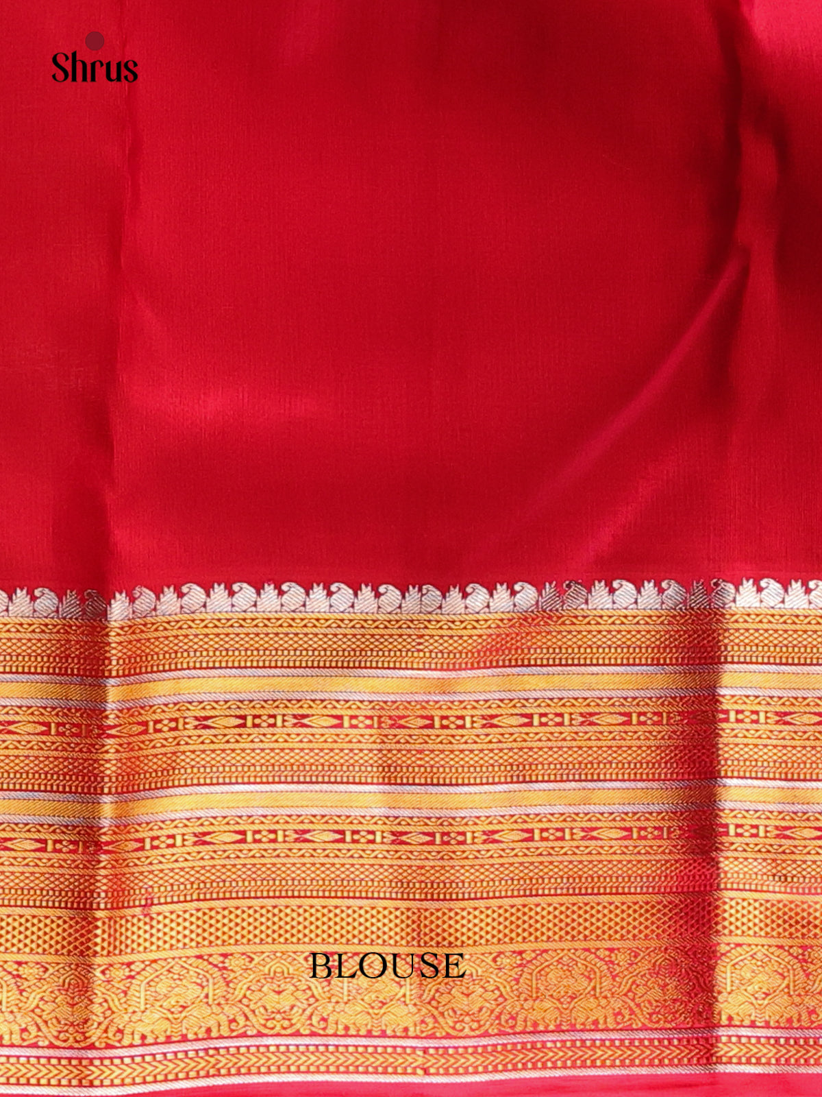 Mustardy Green and Red Pure Kanchipuram silk Saree With Zari Checks and Buttas-2