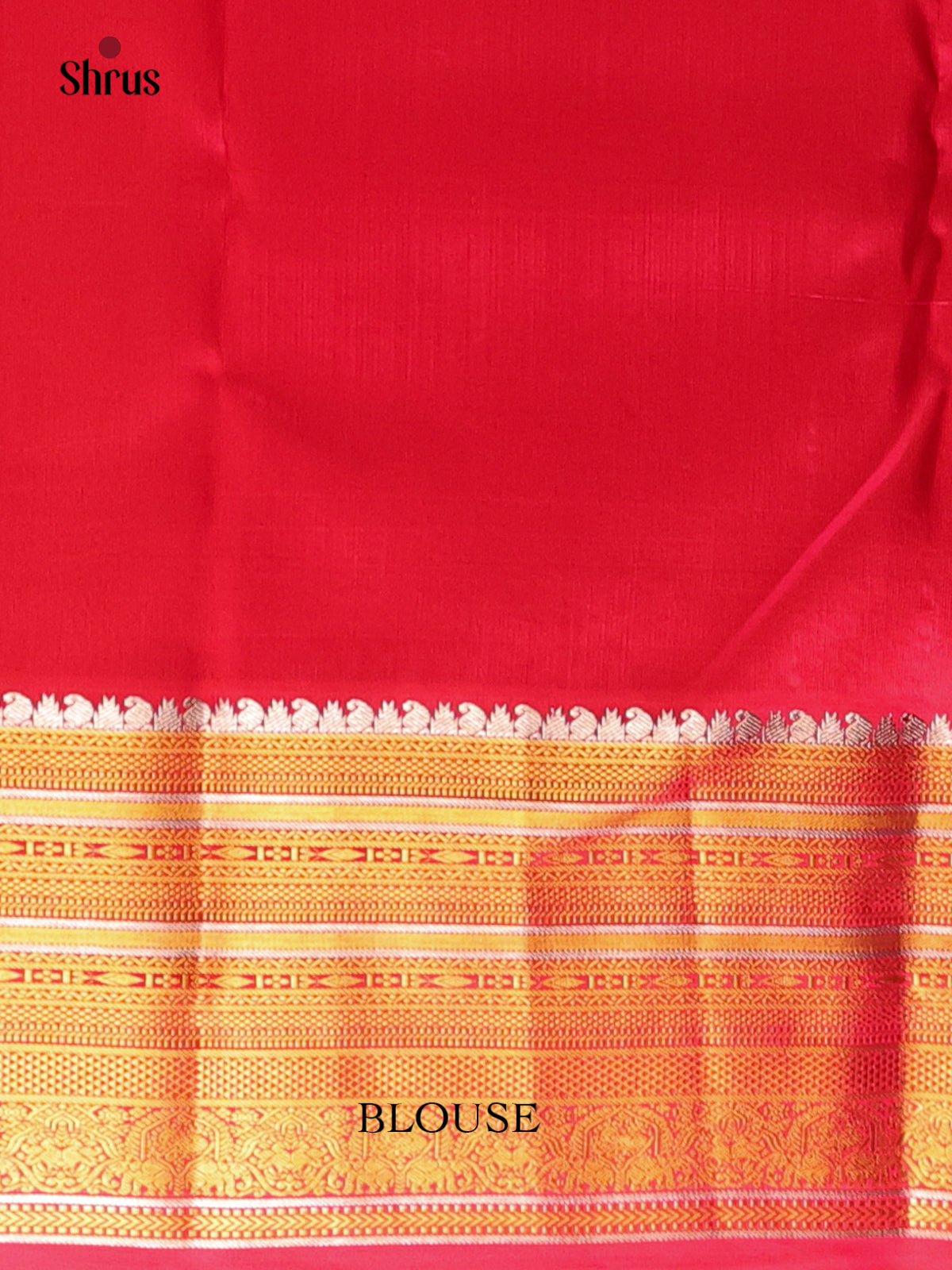 Cream and Red Pure Kanchipuram silk Saree With Zari woven Buttas-2