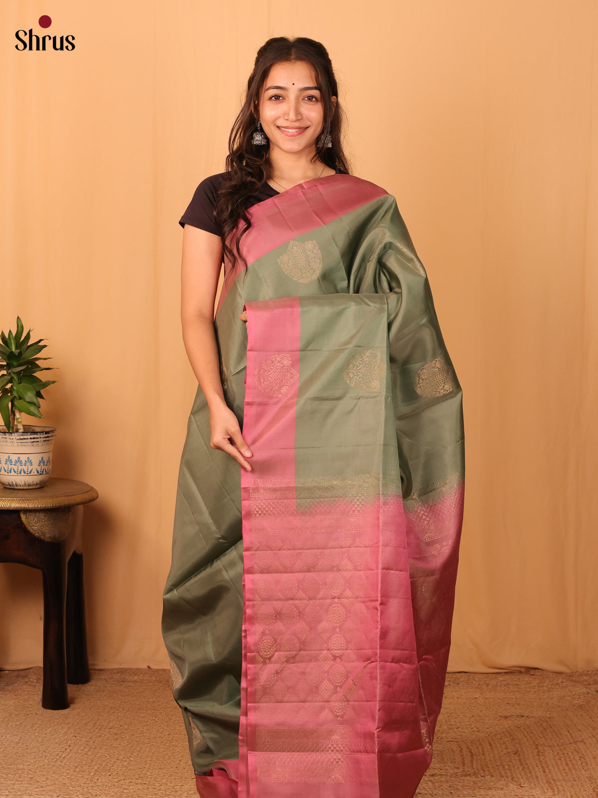 Green & Onion Peel - Softsilk-halfpure Saree - Shop on Shrus.com