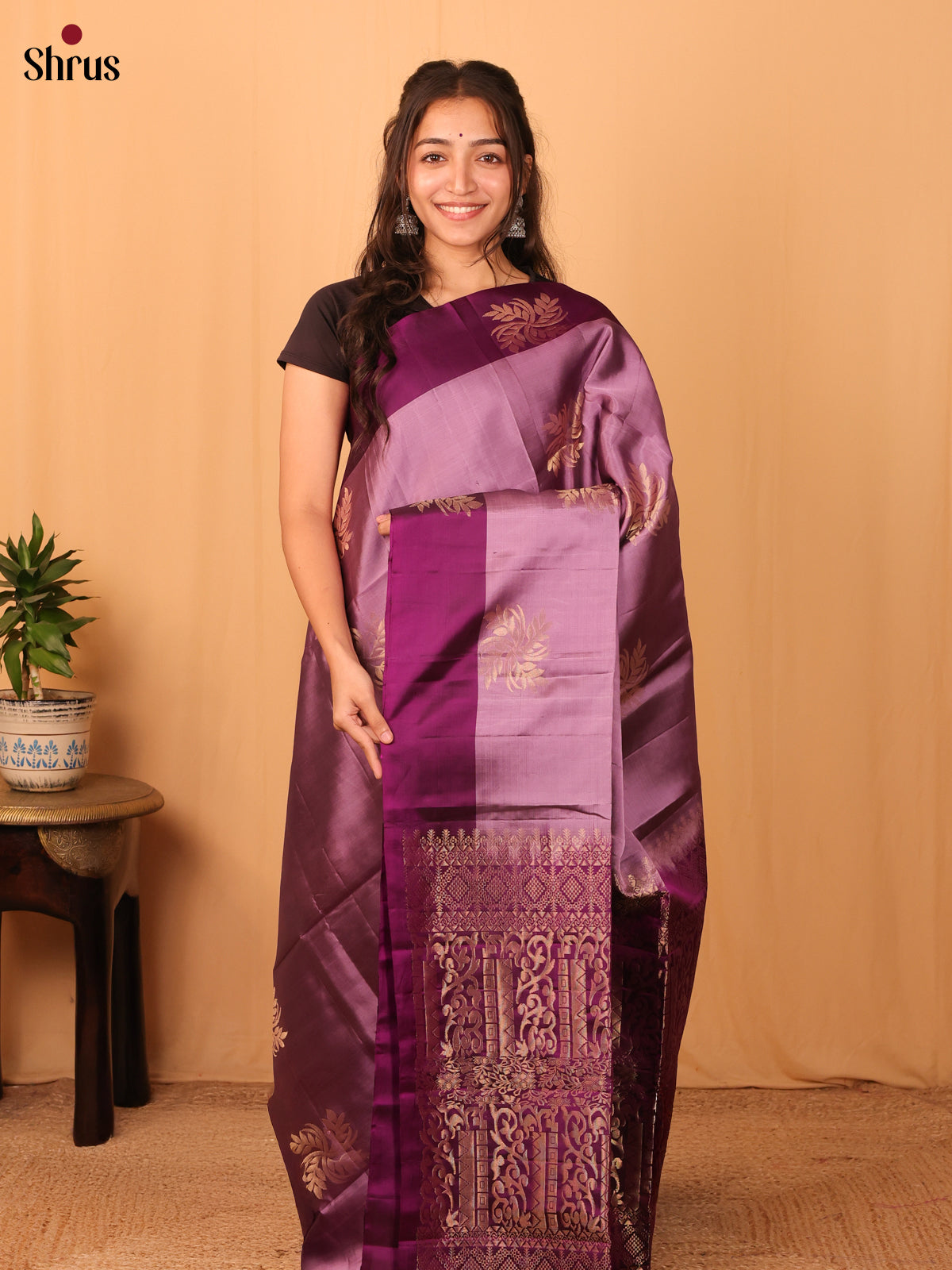 Lavender & Violet - Softsilk-halfpure Saree - Shop on Shrus.com
