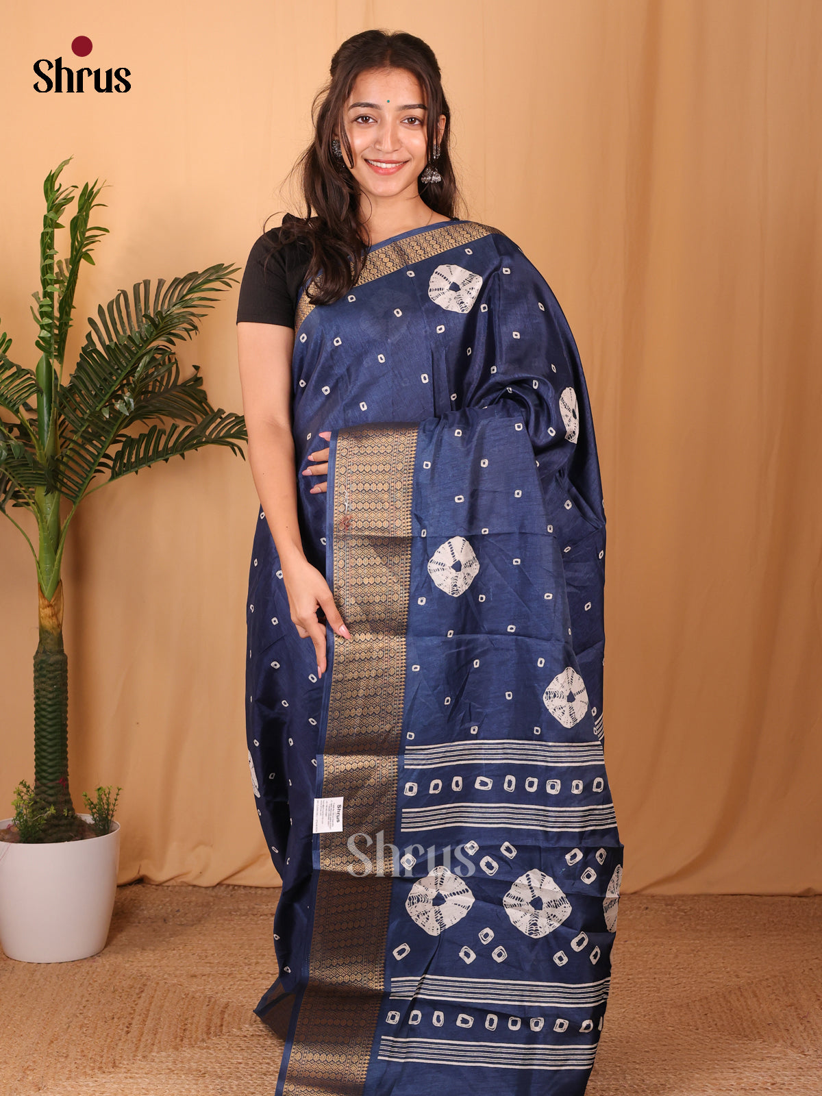 Blue - Semi Crepe Saree - Shop on Shrus.com