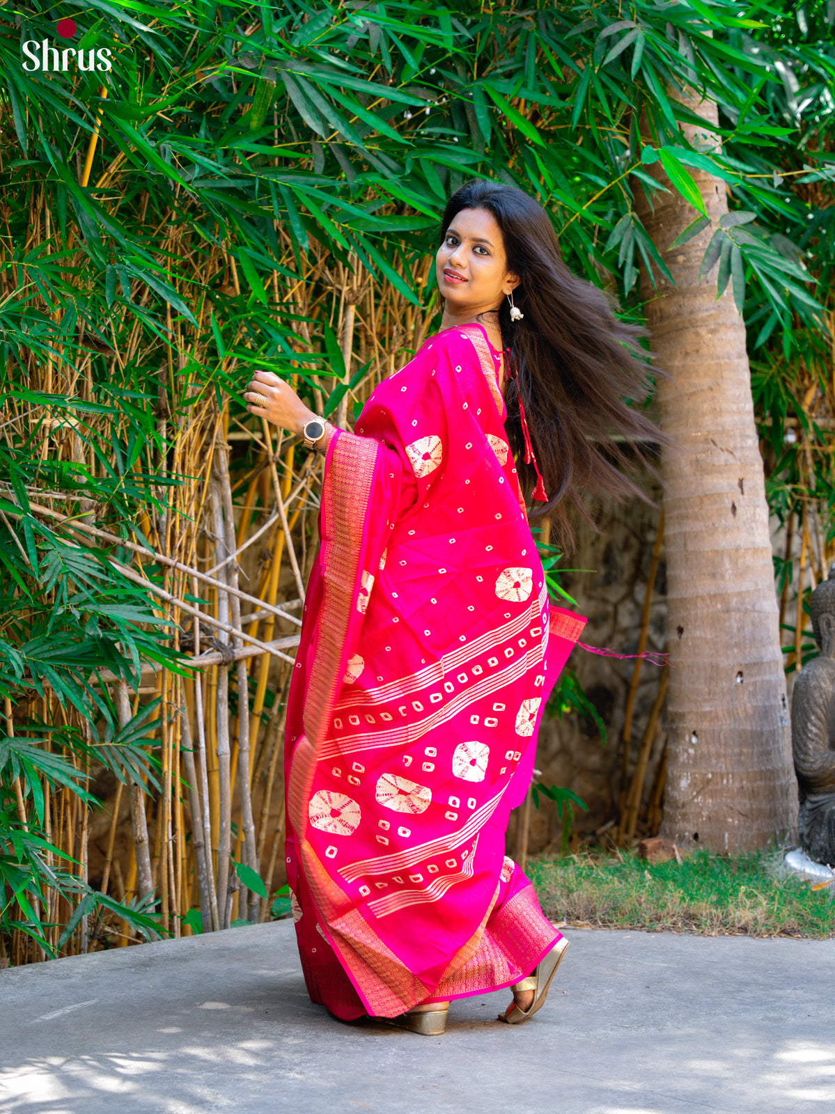 Pink - Semi Crepe Saree - Shop on Shrus.com