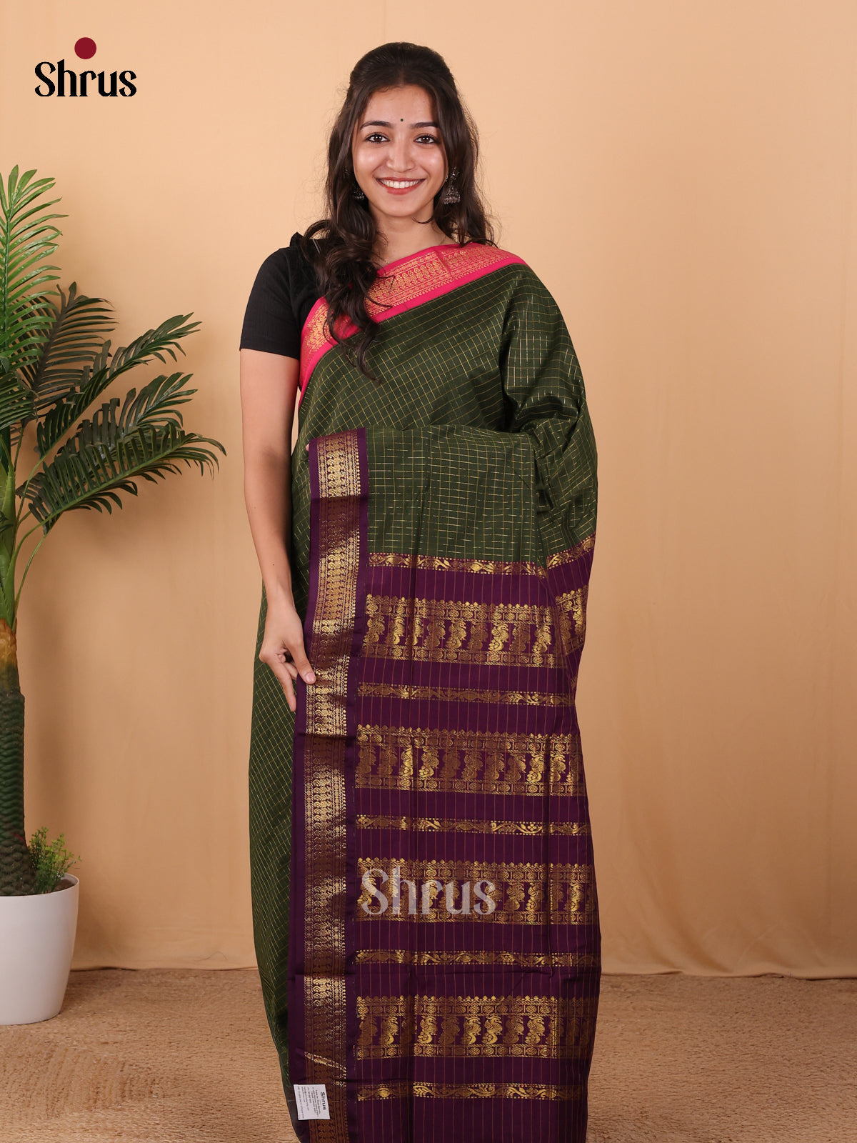 Green & Violet - Kalyani Cotton Saree - Shop on Shrus.com