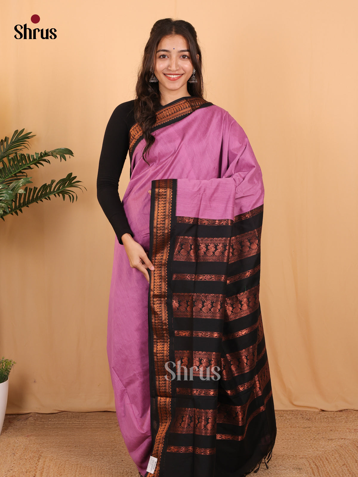 Purple & Black - Kalyani Cotton Saree - Shop on Shrus.com