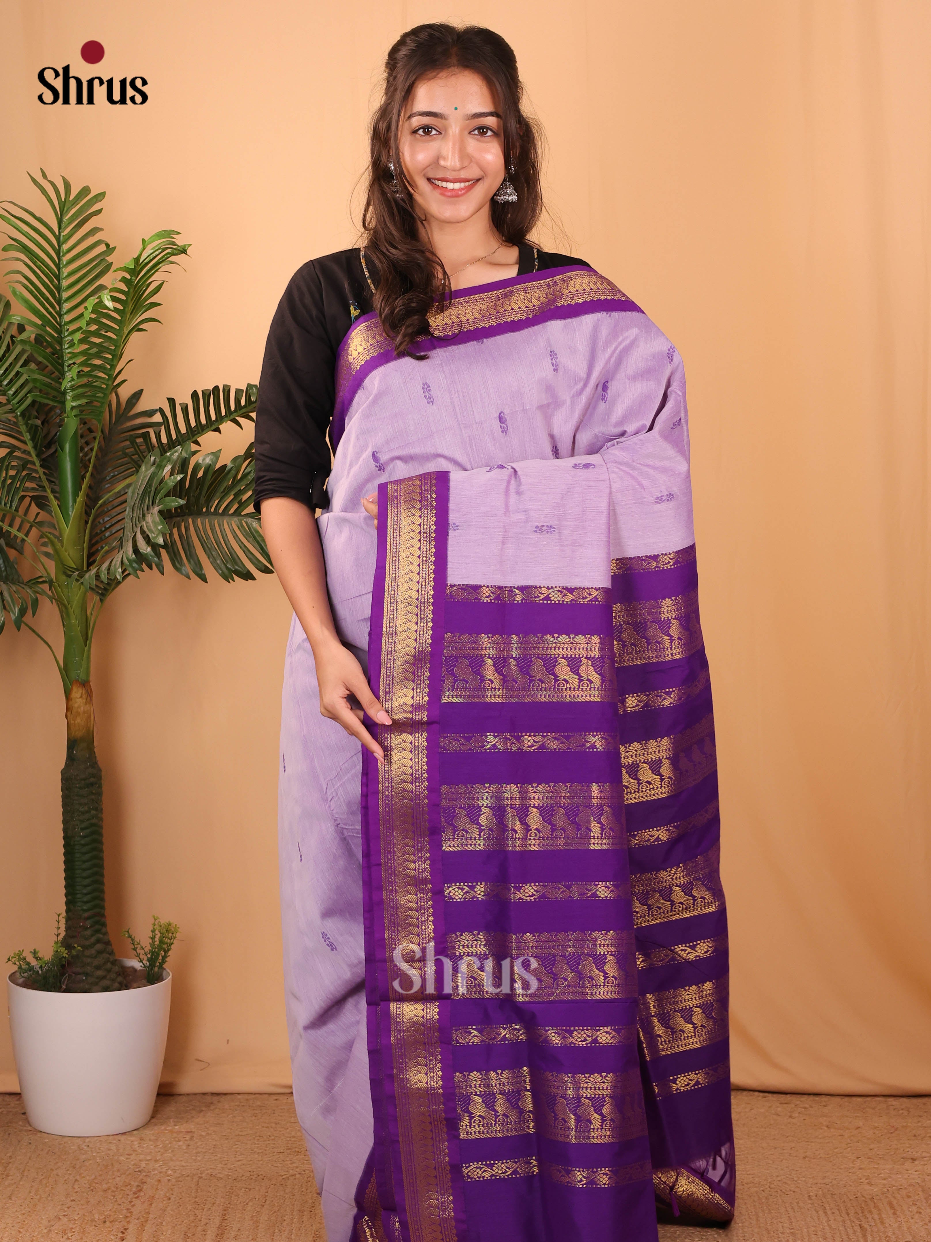 Lilac & Violet - Kalyani Cotton Saree - Shop on Shrus.com