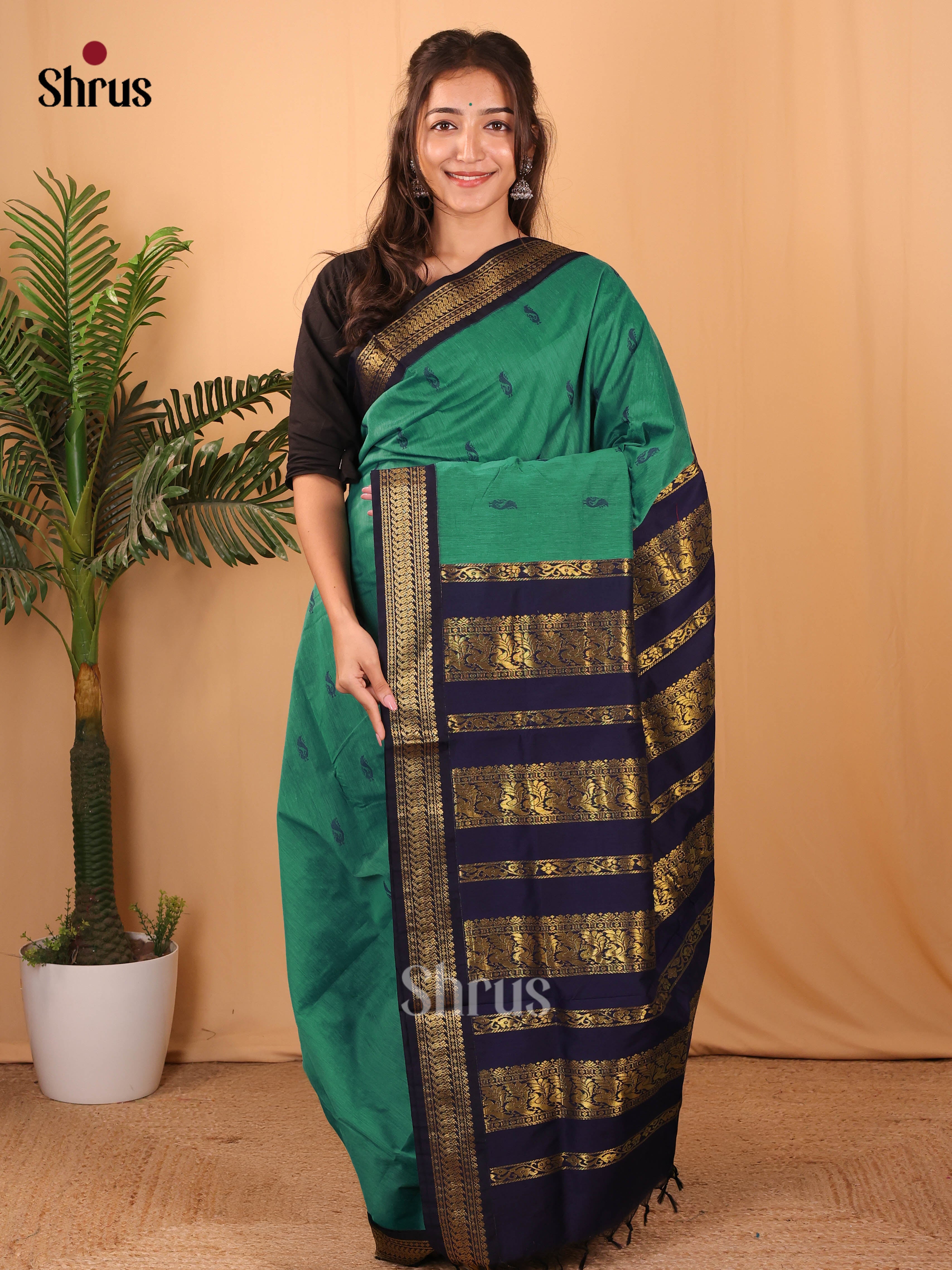 Green & Blue - Kalyani Cotton Saree - Shop on Shrus.com