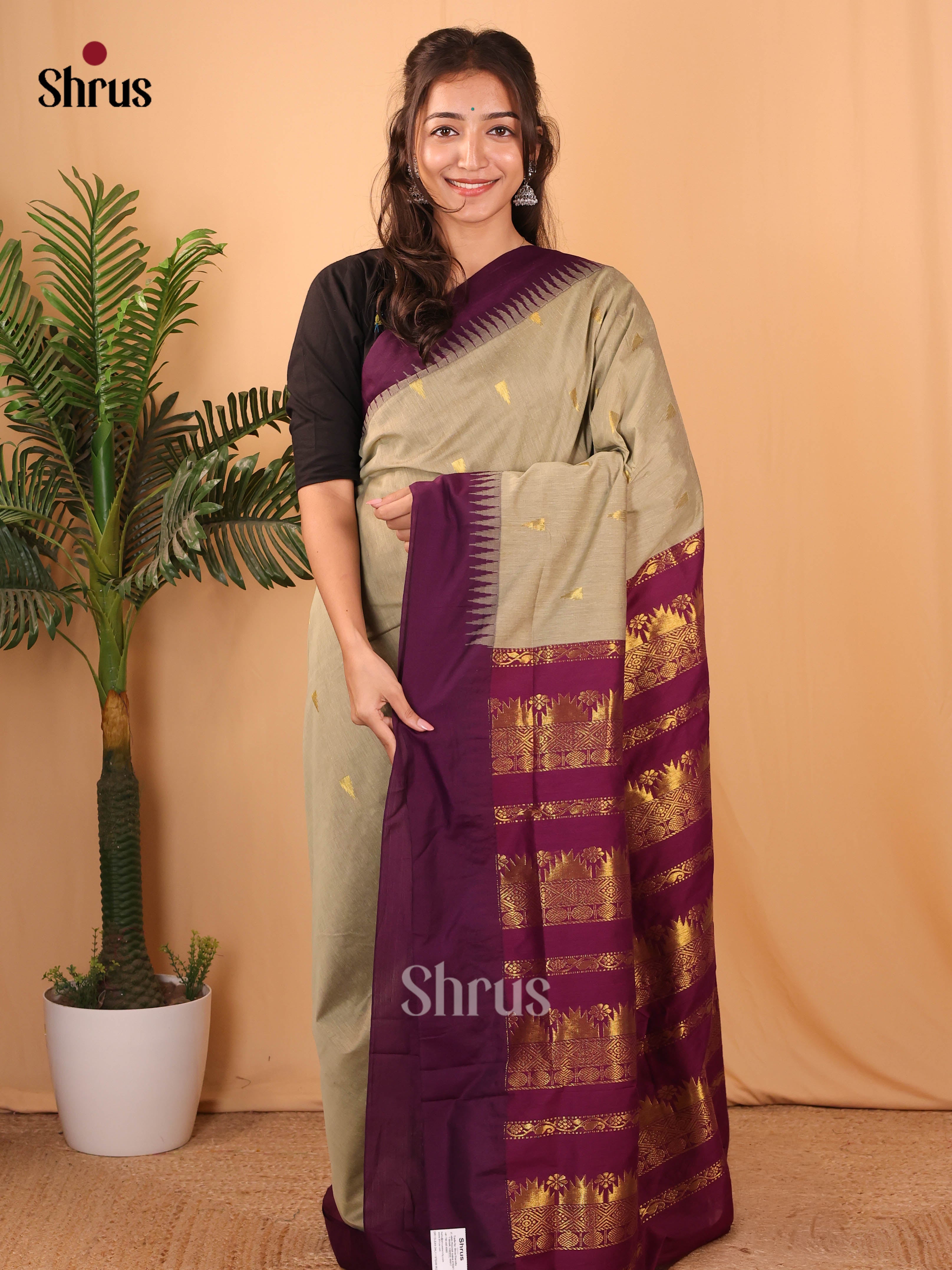 Grey & Purple - Kalyani Cotton - Shop on Shrus.com