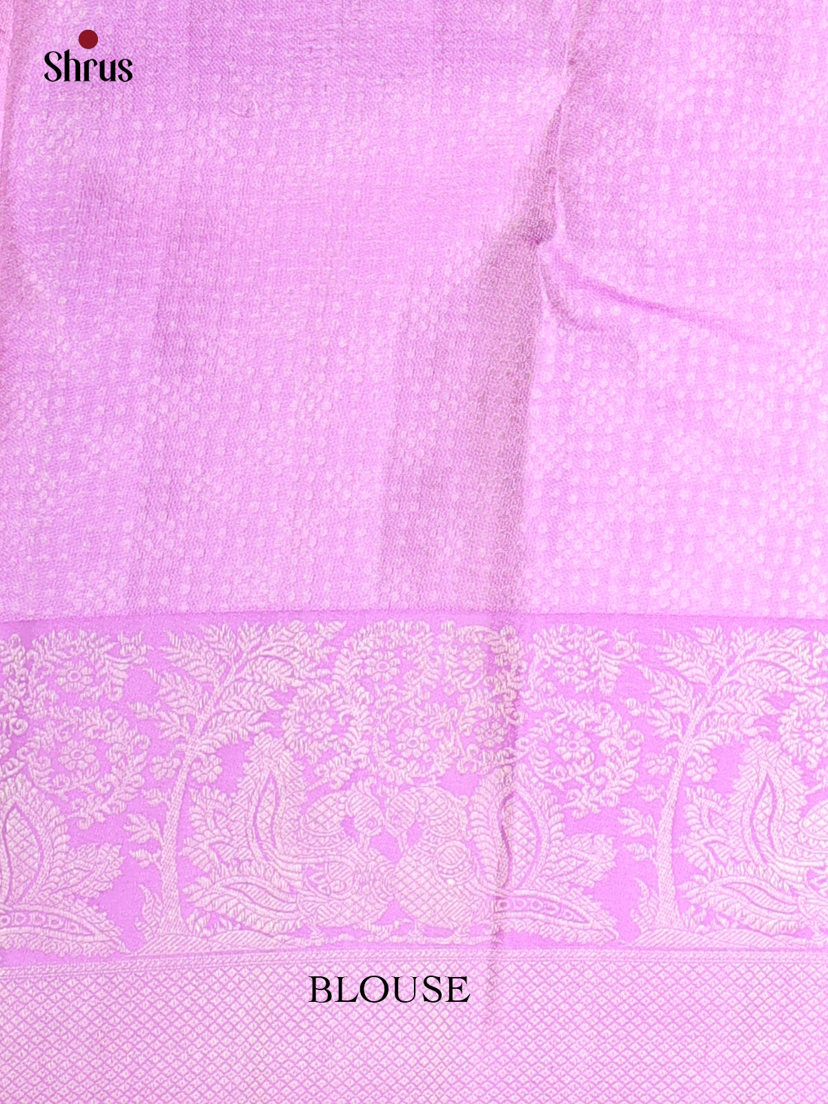 Single Tone Lilac Kanchipuram silk Saree With Pure Zari Woven Brocade Design - Shop on Shrus.com