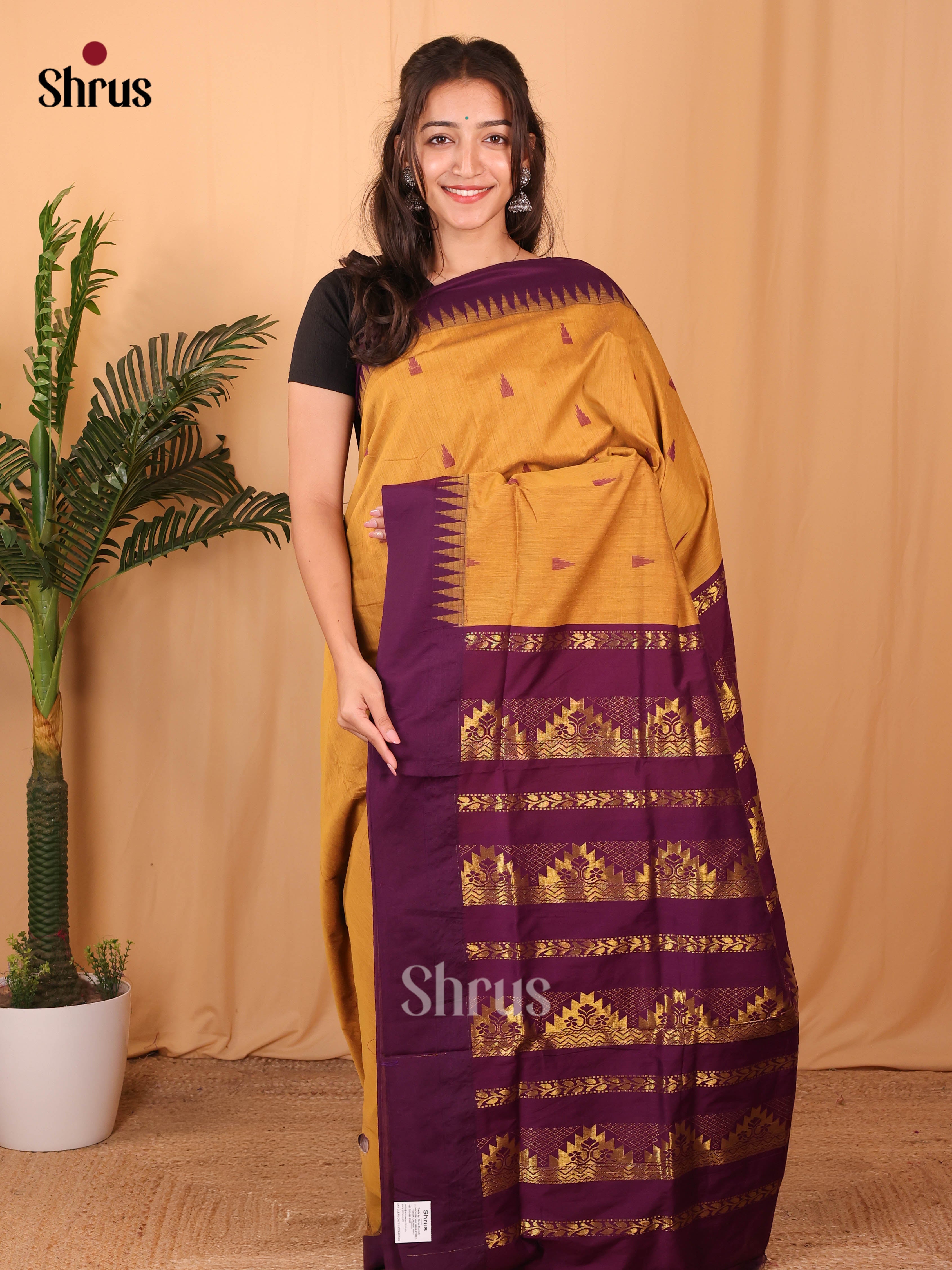 Mustard & Violet - Kalyani Cotton Saree - Shop on Shrus.com