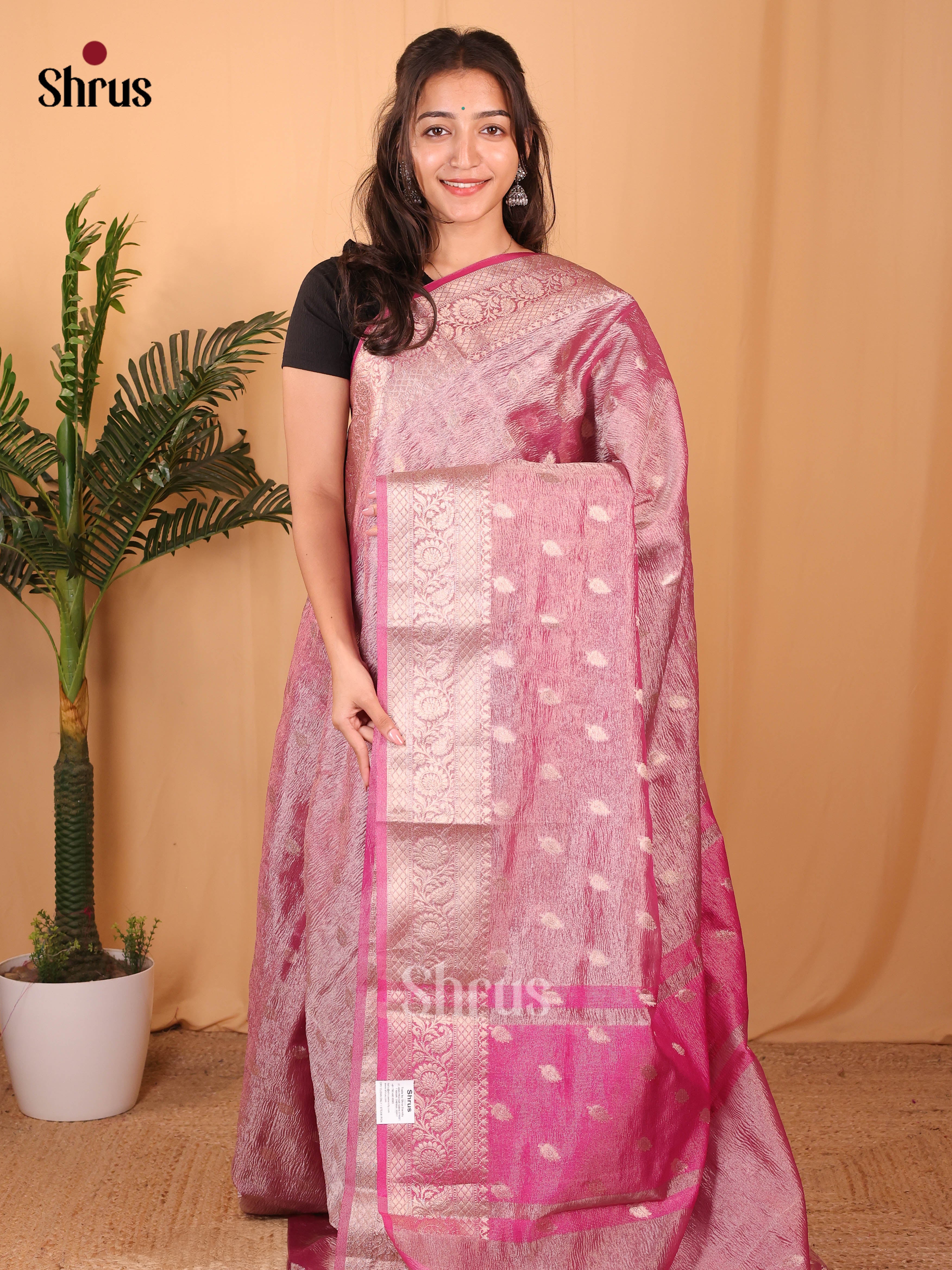 Purple - Bamboo silk Saree - Shop on Shrus.com
