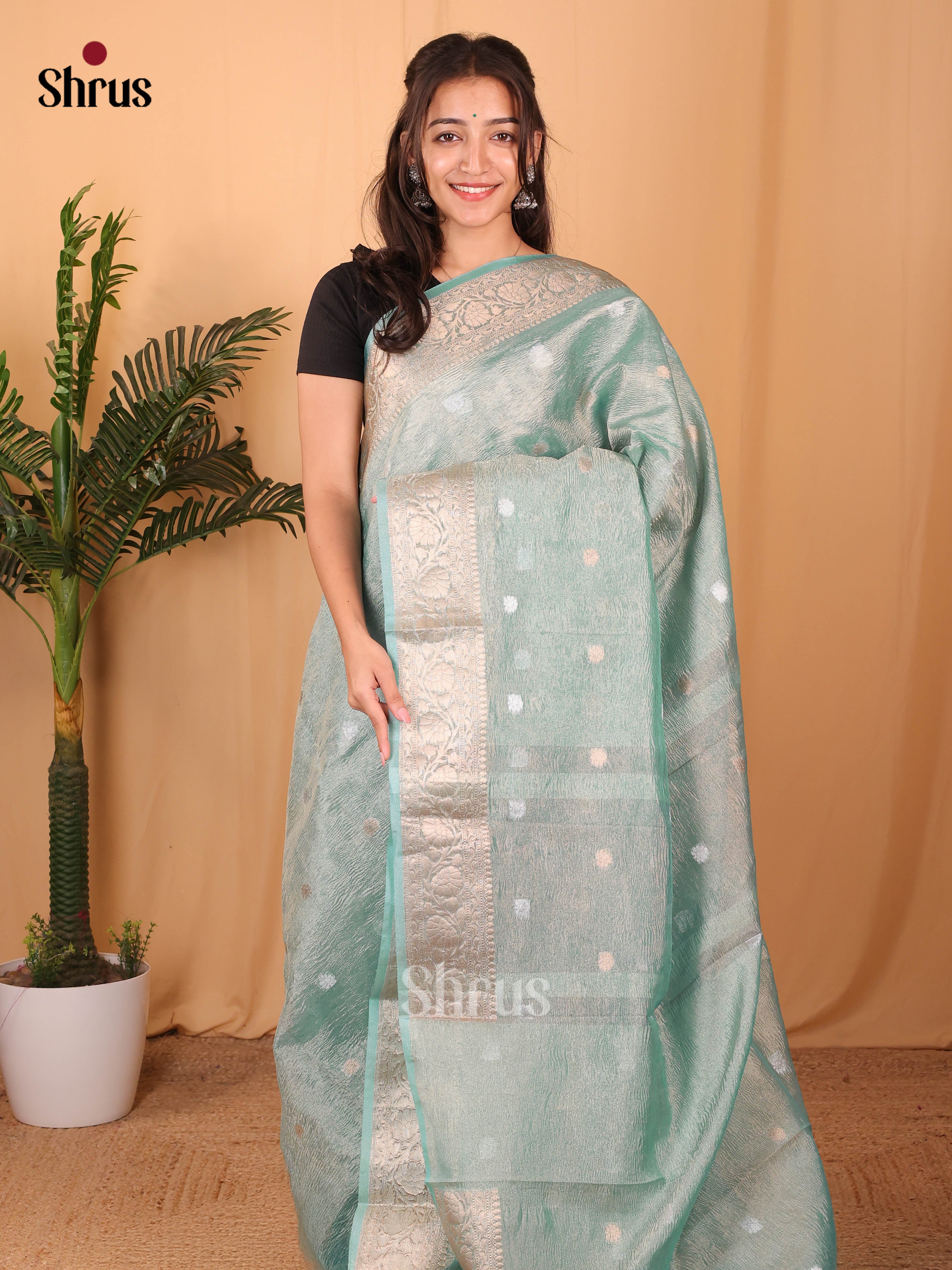 Lite Blue - Bamboo silk Saree - Shop on Shrus.com