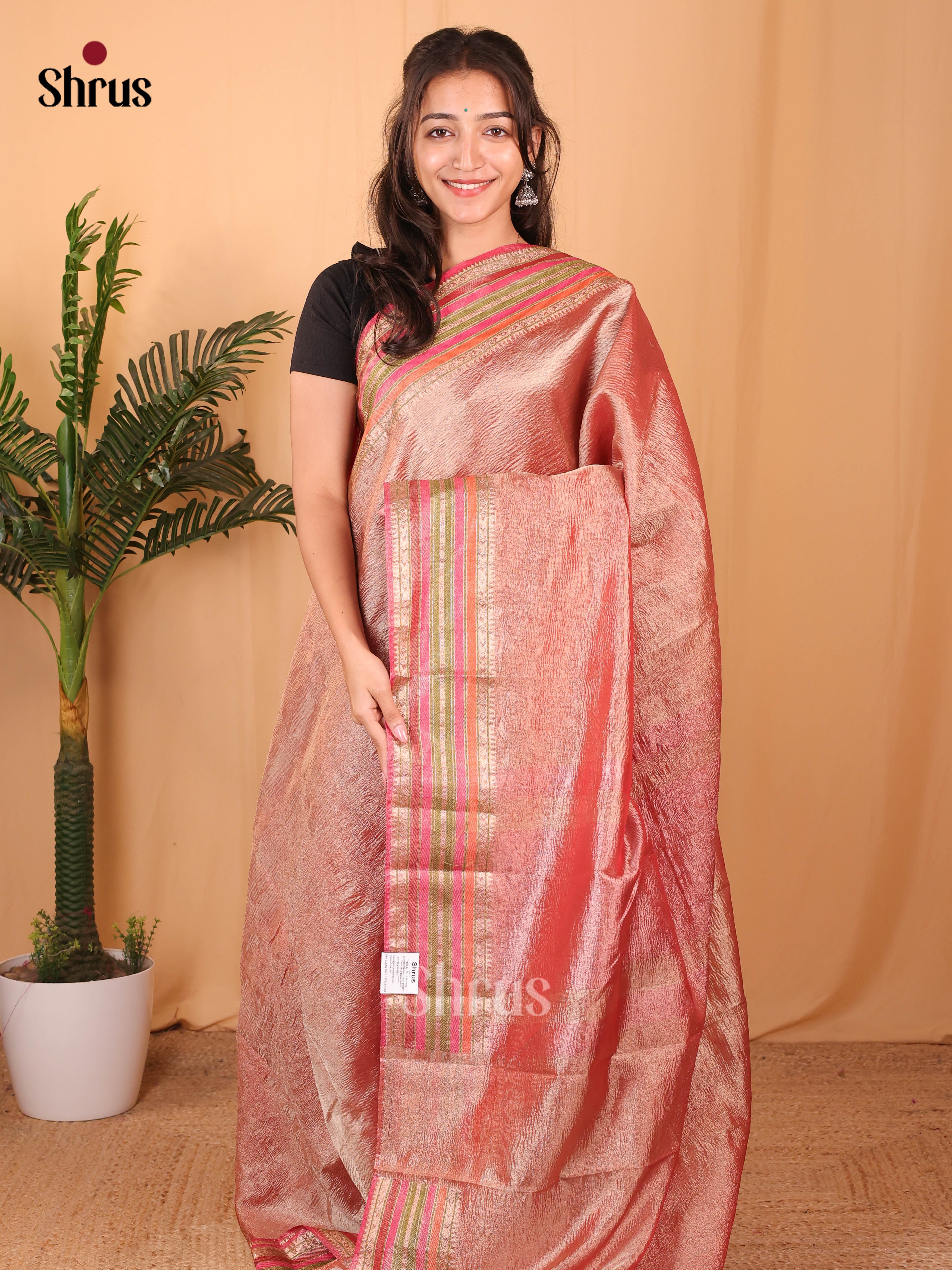 Pink - Bamboo silk Saree - Shop on Shrus.com