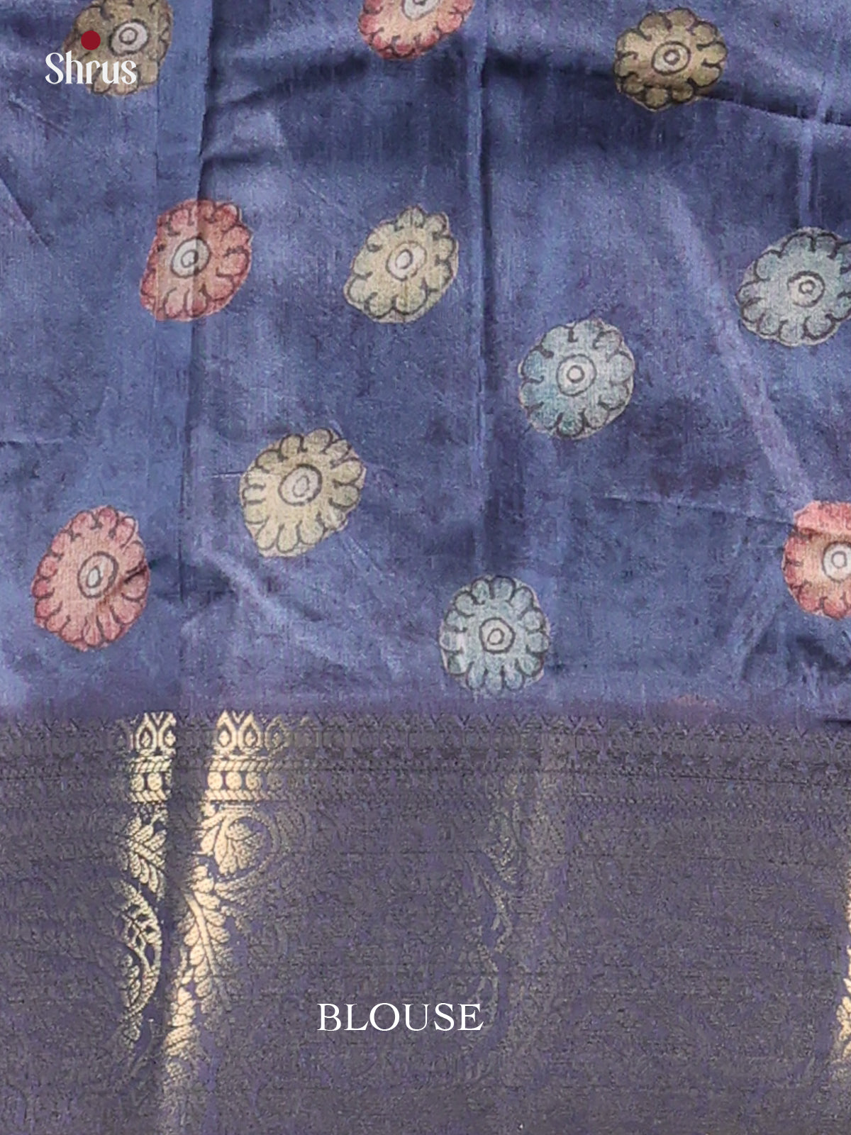 Blue- Chennur-Print Saree - Shop on Shrus.com