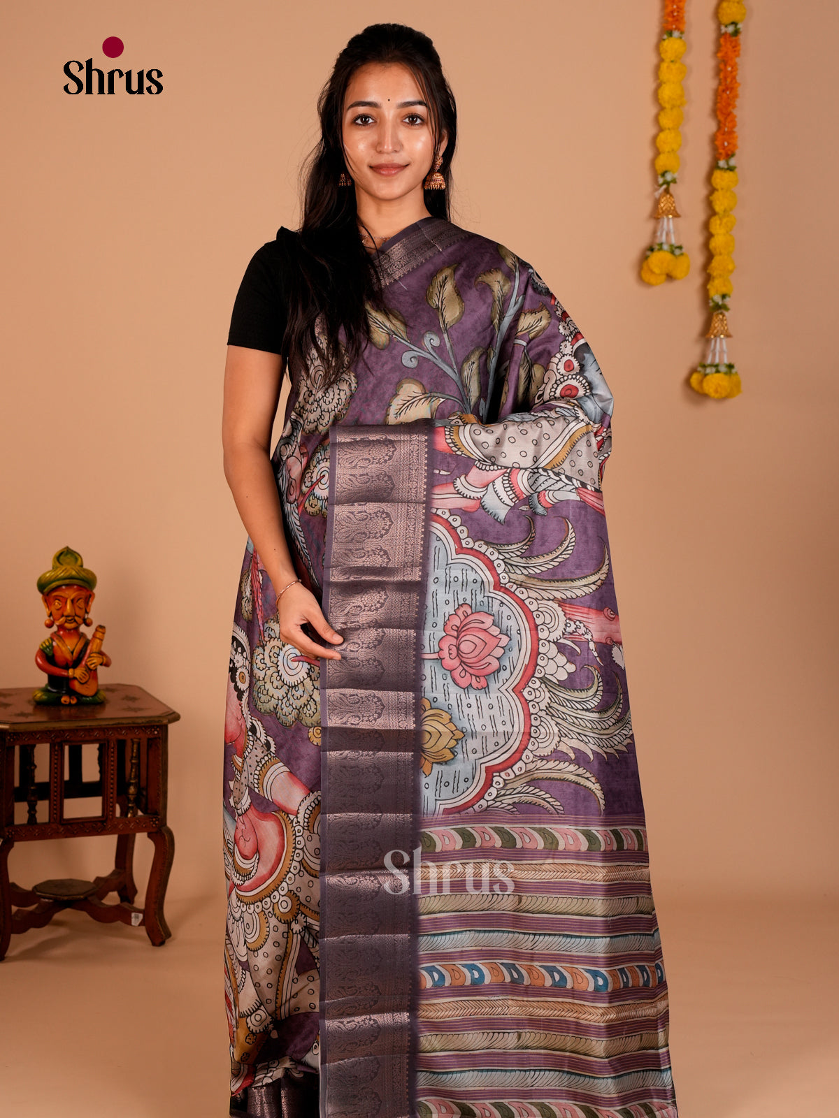 DAS22275- Chennur-Print Saree - Shop on Shrus.com