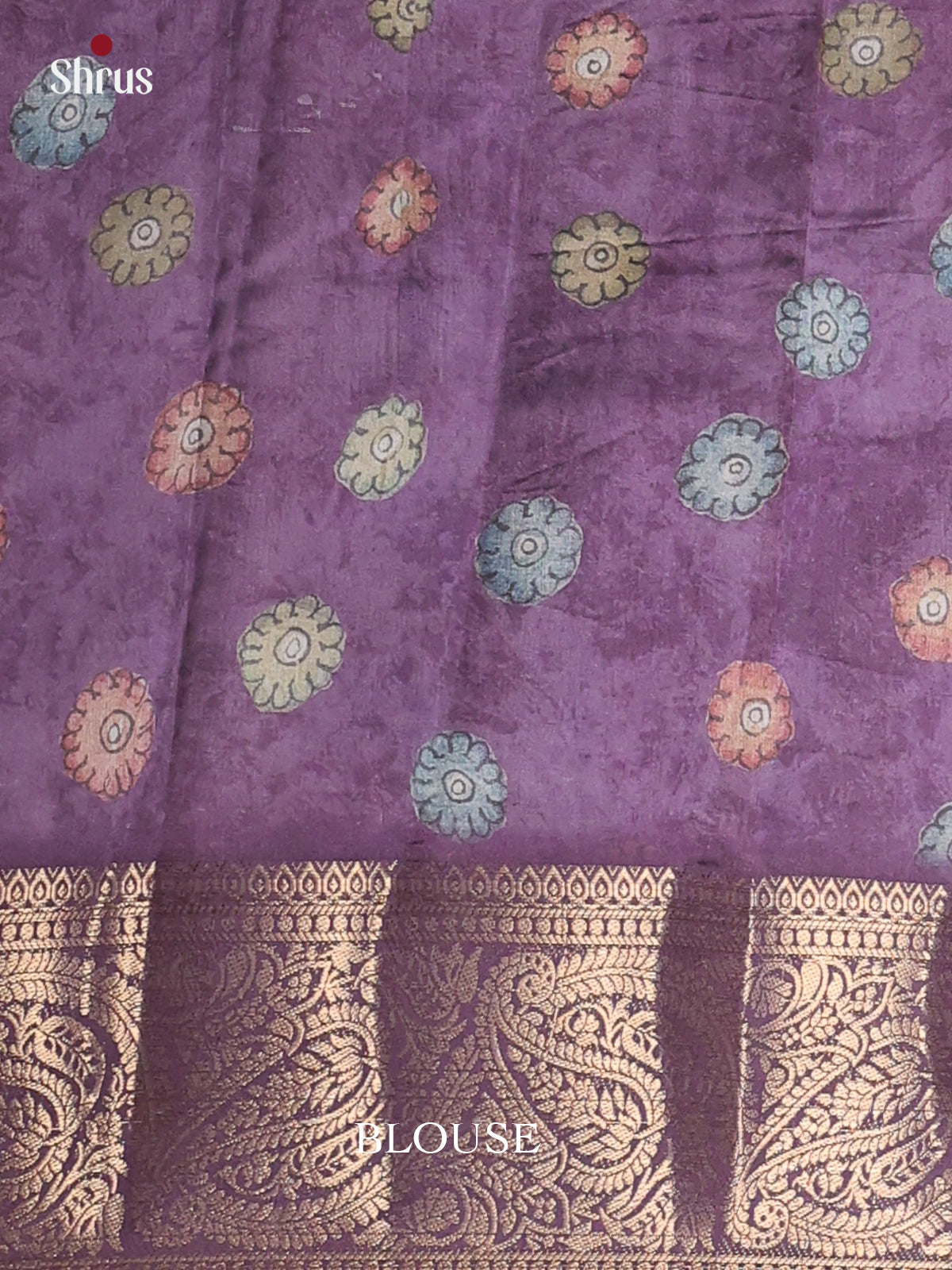 Purple - Chennur-Print Saree - Shop on Shrus.com