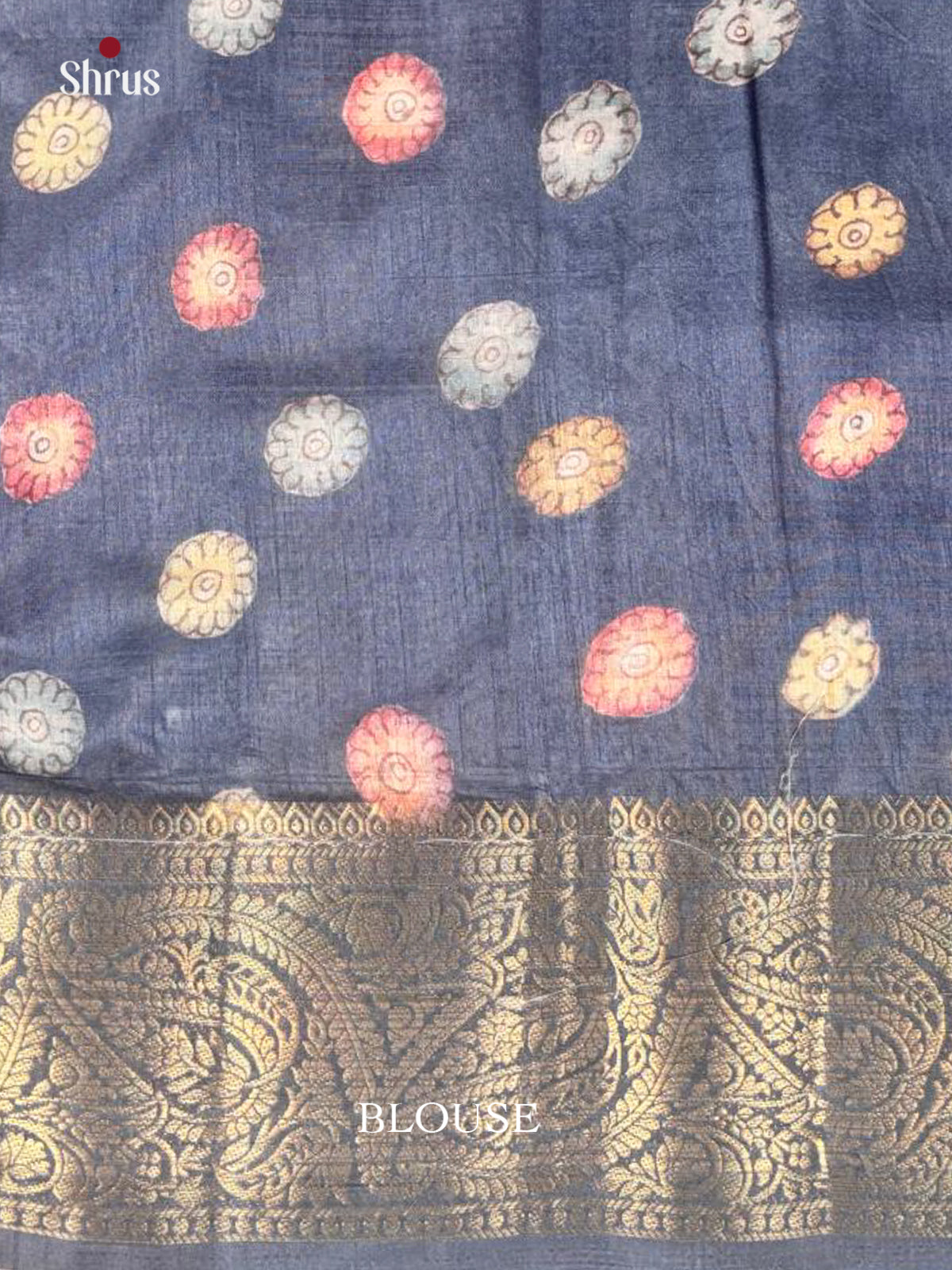 Blue - Chennur-Print Saree - Shop on Shrus.com