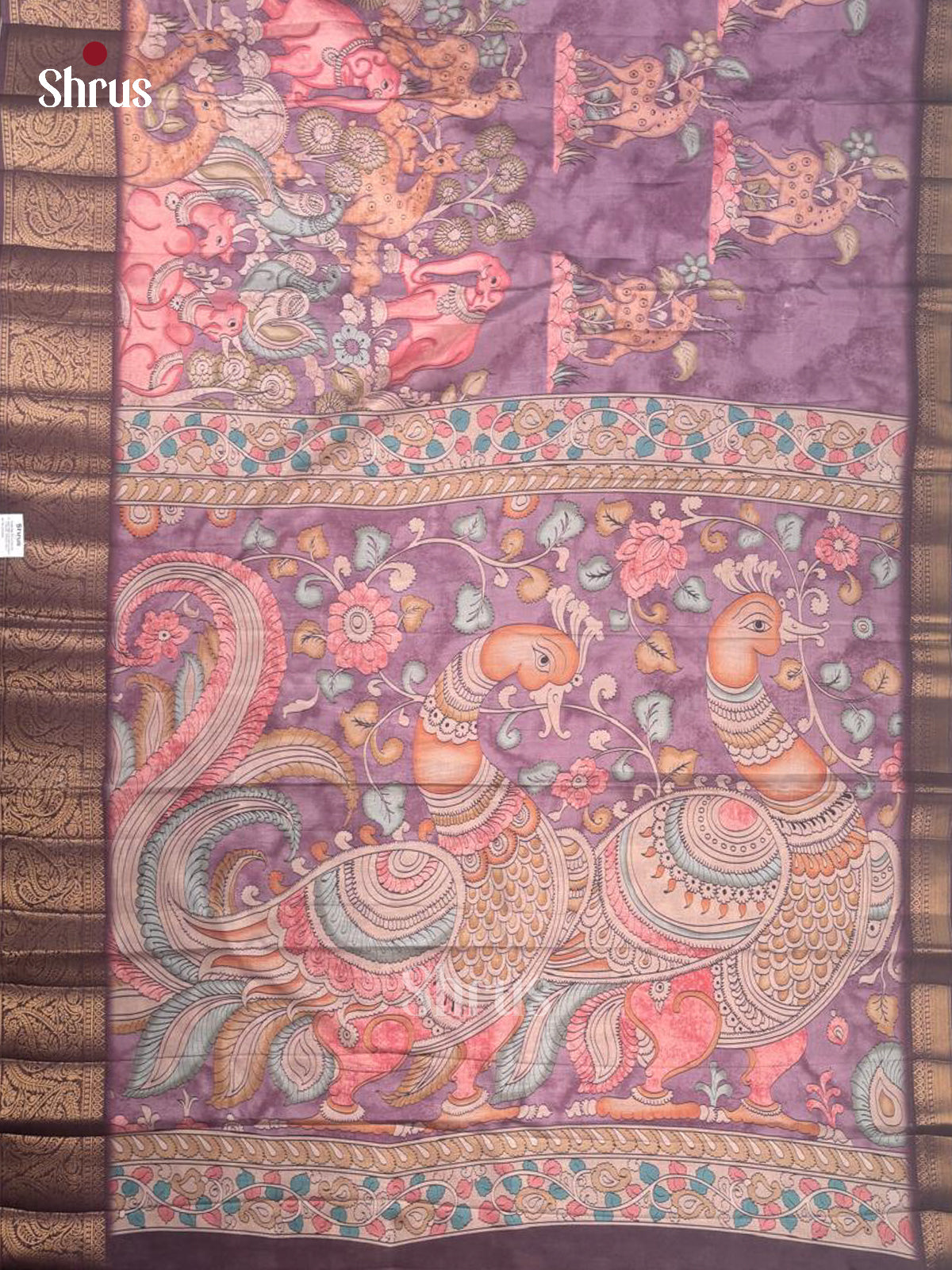 Purple - Chennur-Print Saree - Shop on Shrus.com