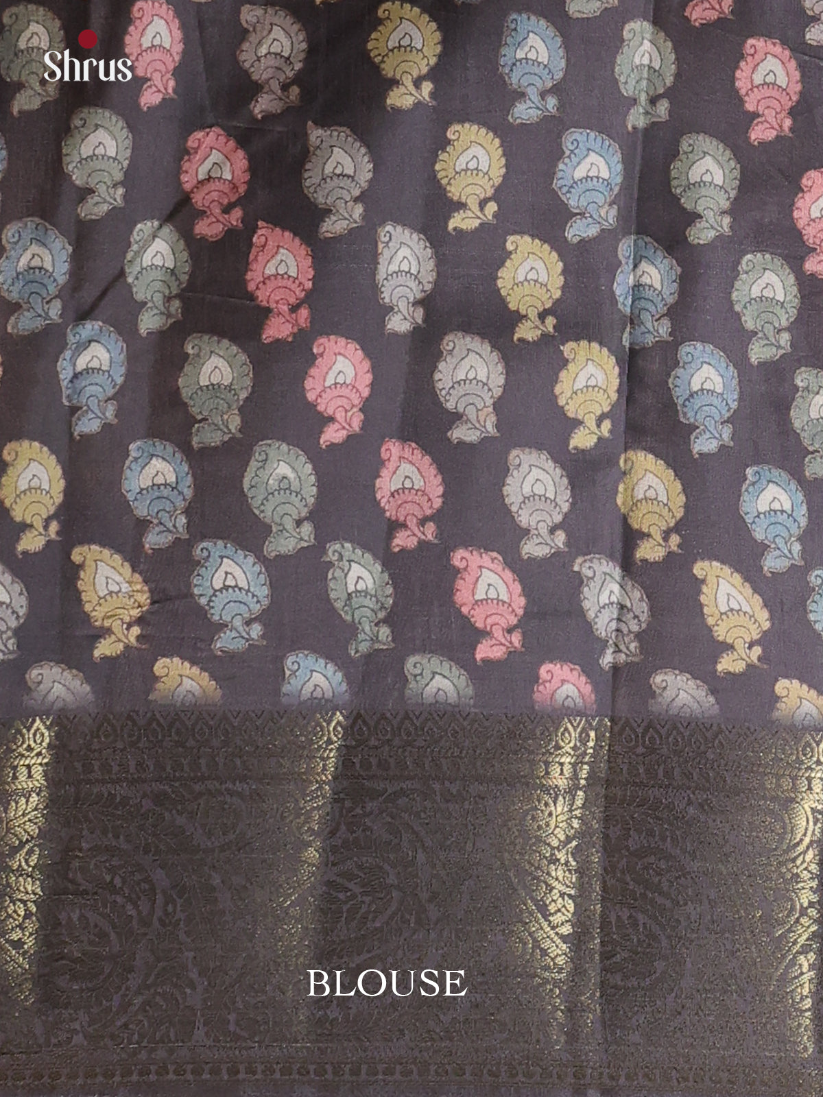 Grey - Chennur-Print Saree - Shop on Shrus.com