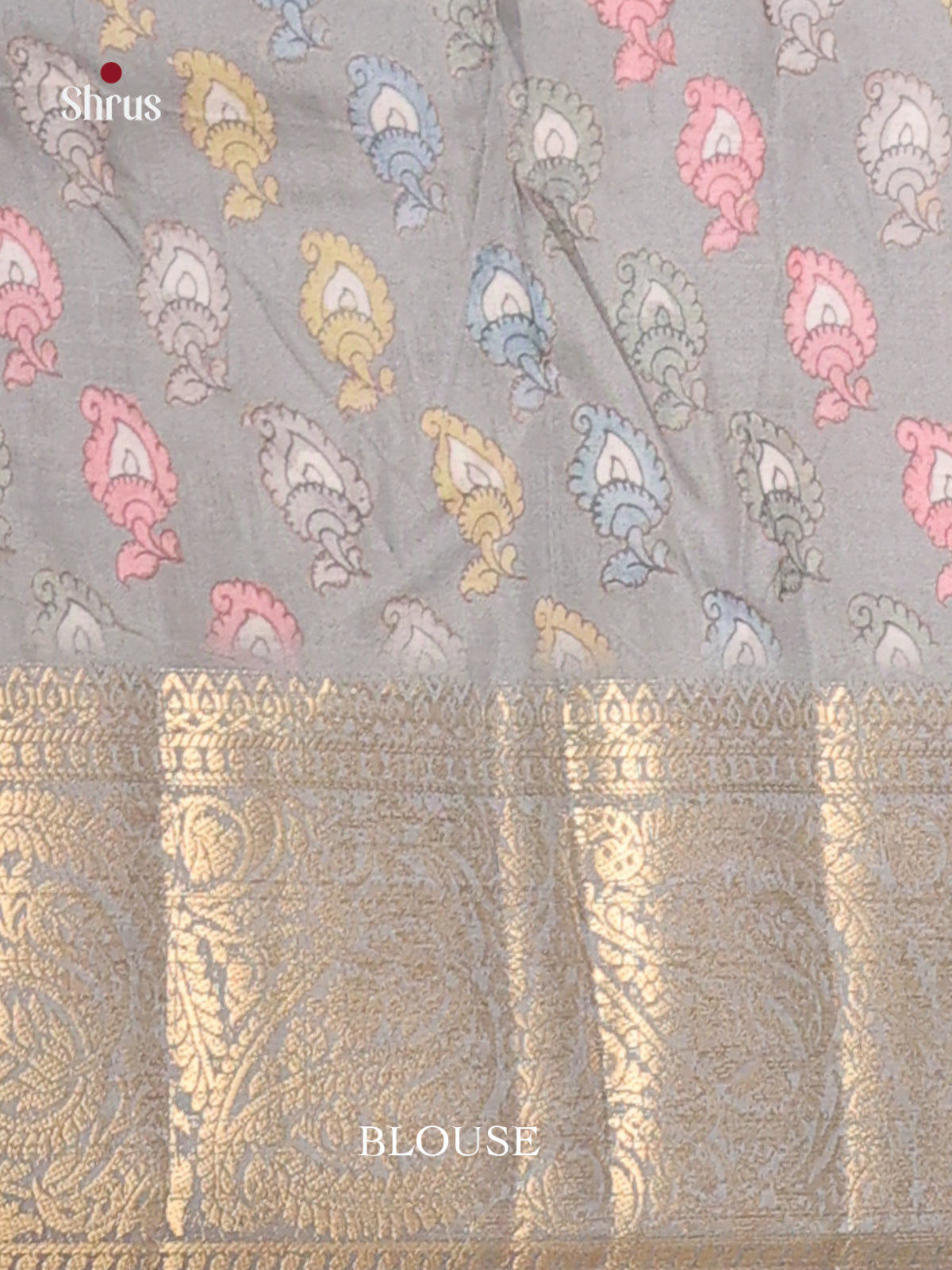 Cream & Grey - Chennur-Print Saree - Shop on Shrus.com