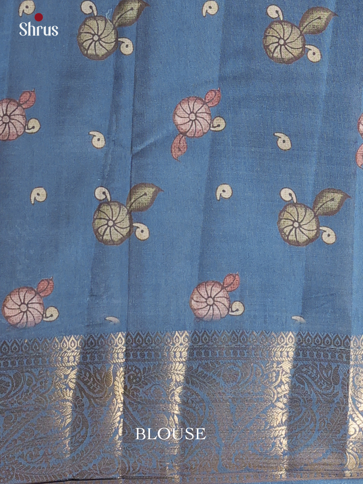 Blue- Chennur-Print Saree - Shop on Shrus.com