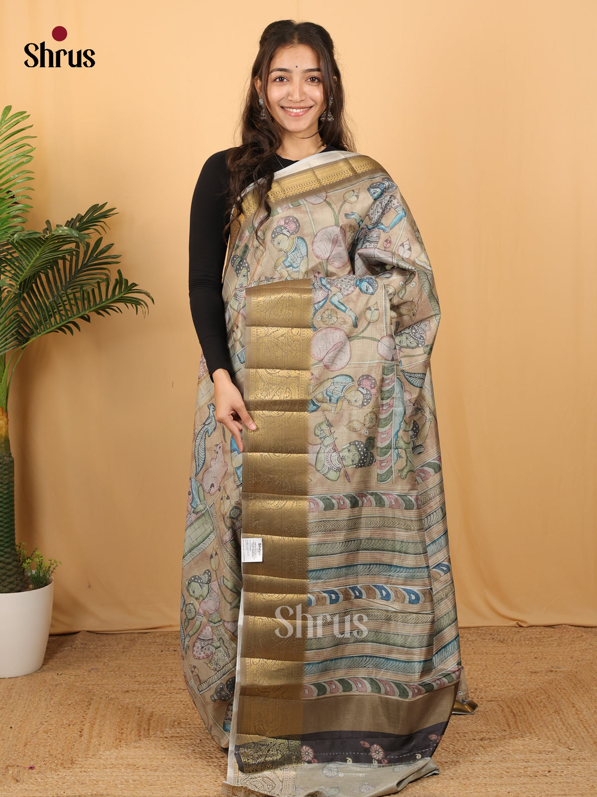 Chutney Green- Chennur-Print Saree - Shop on Shrus.com