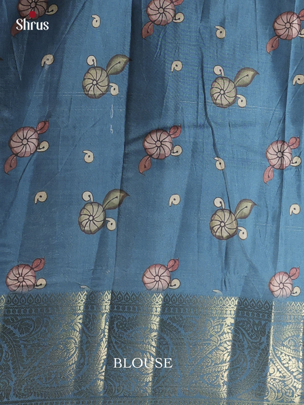 Blue - Chennur-Print Saree - Shop on Shrus.com