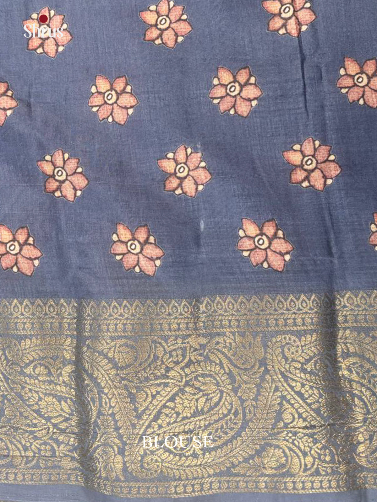 Grey - Chennur-Print Saree - Shop on Shrus.com