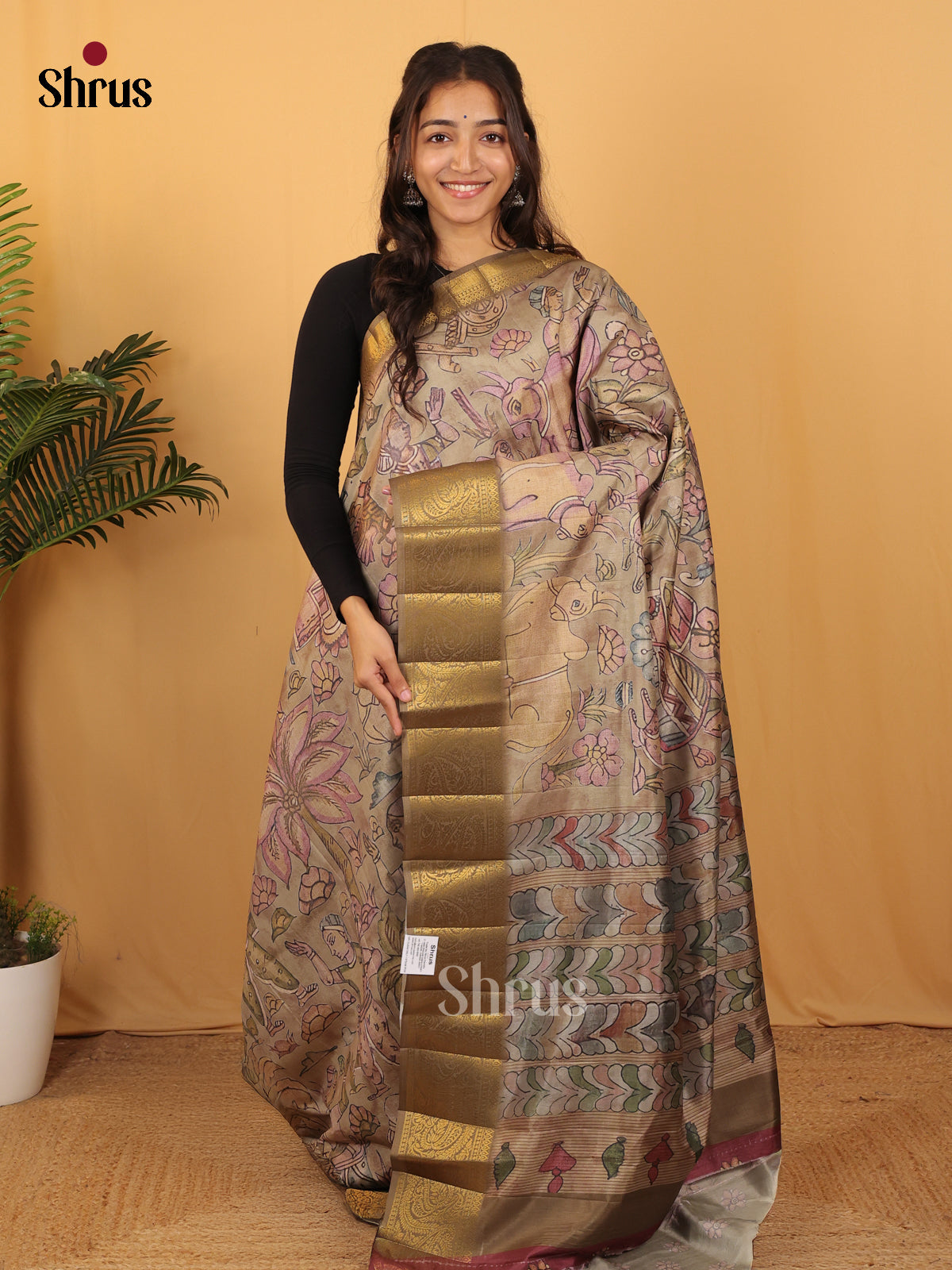 Chutney Green- Chennur-Print Saree - Shop on Shrus.com