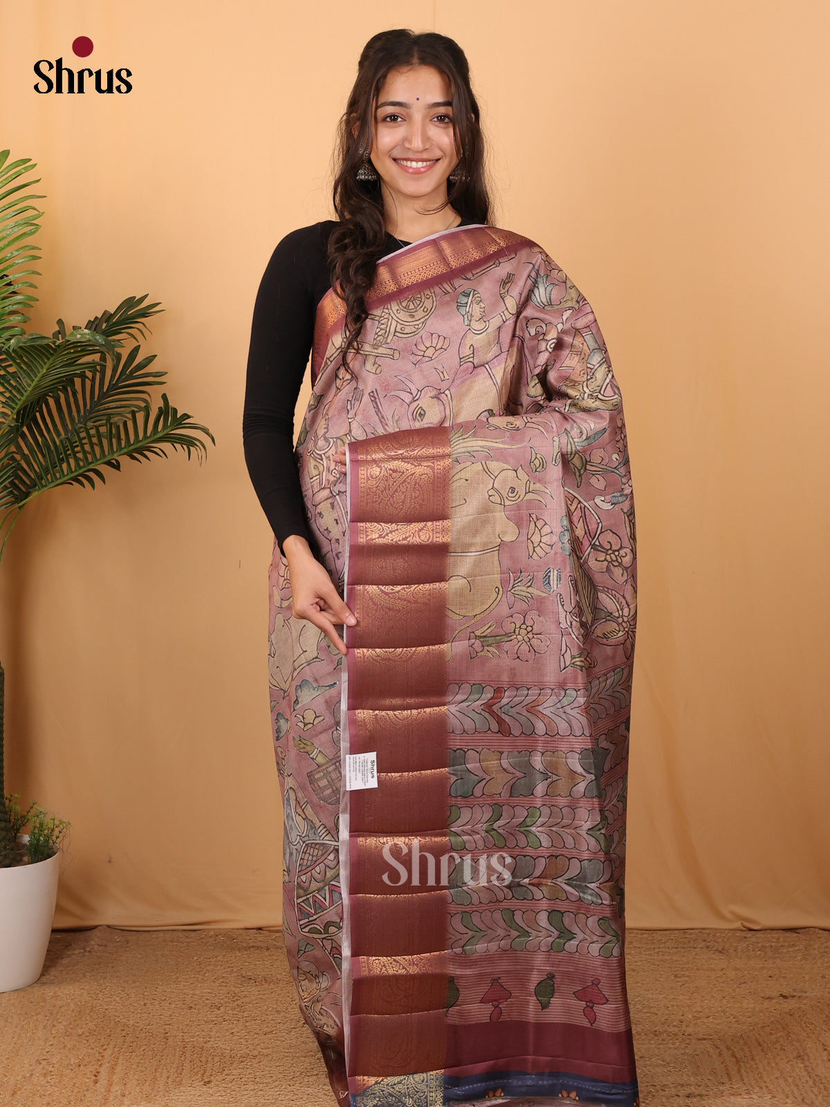 Onion Peel- Chennur-Print Saree - Shop on Shrus.com