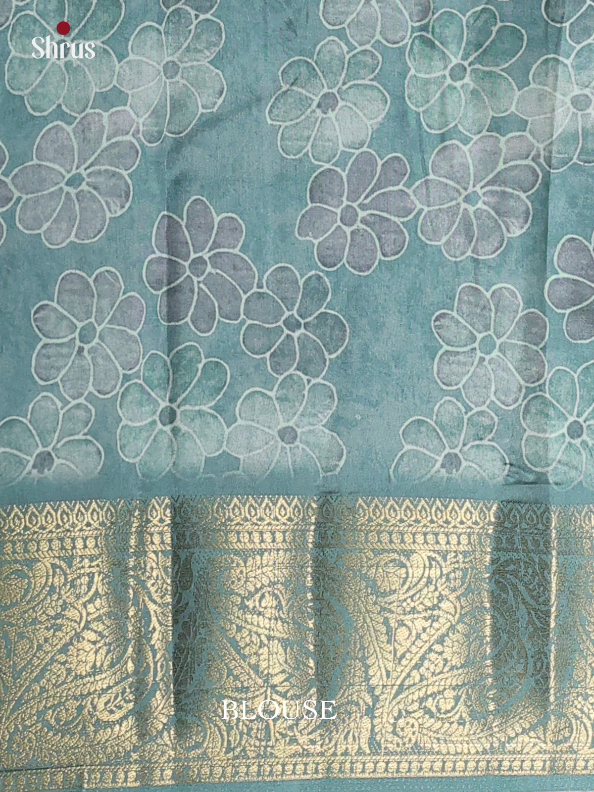 Aqua Blue - Chennur-Print Saree - Shop on Shrus.com