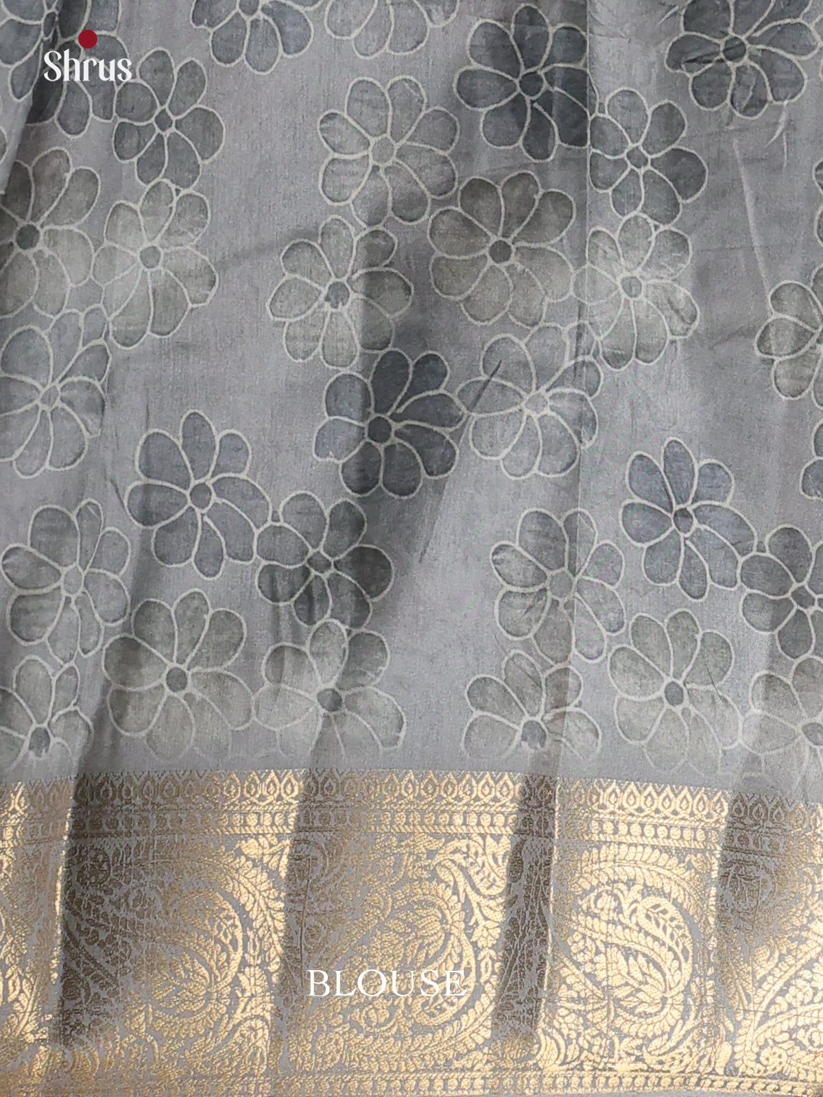 Grey - Chennur-Print Saree - Shop on Shrus.com