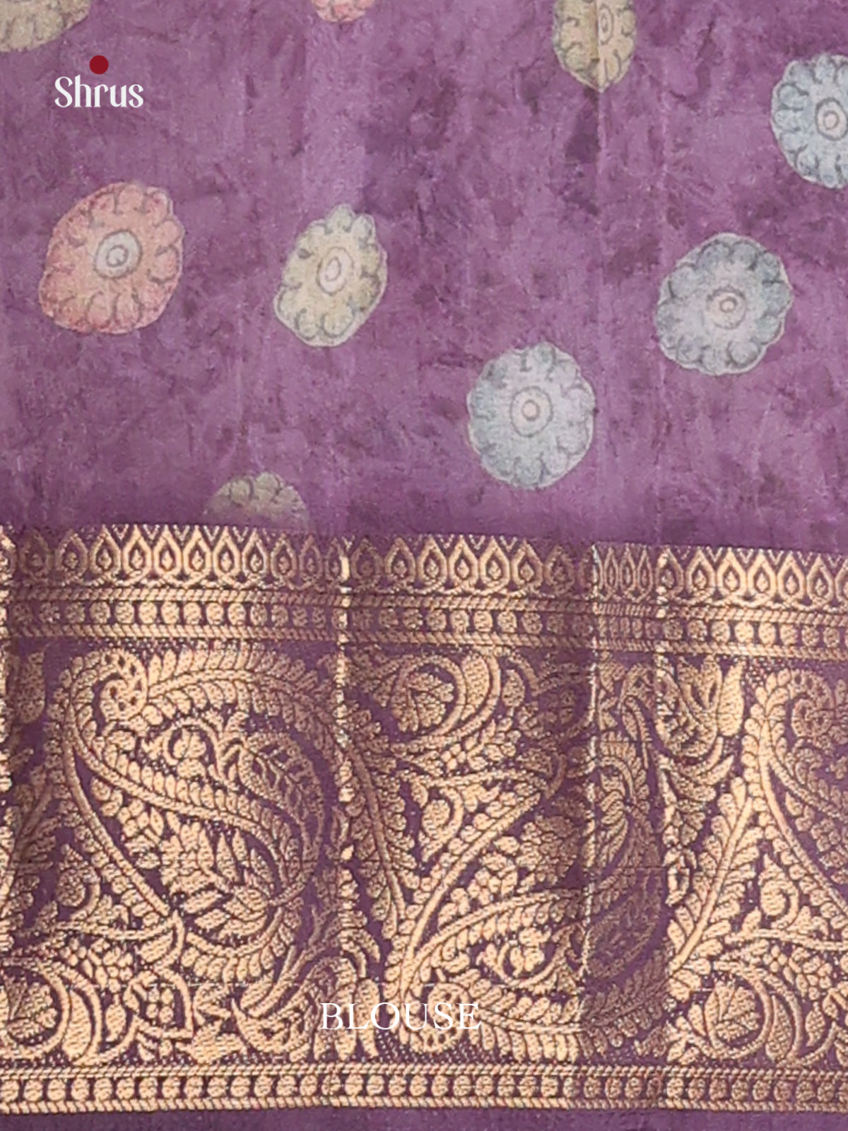 Purple - Chennur-Print Saree - Shop on Shrus.com