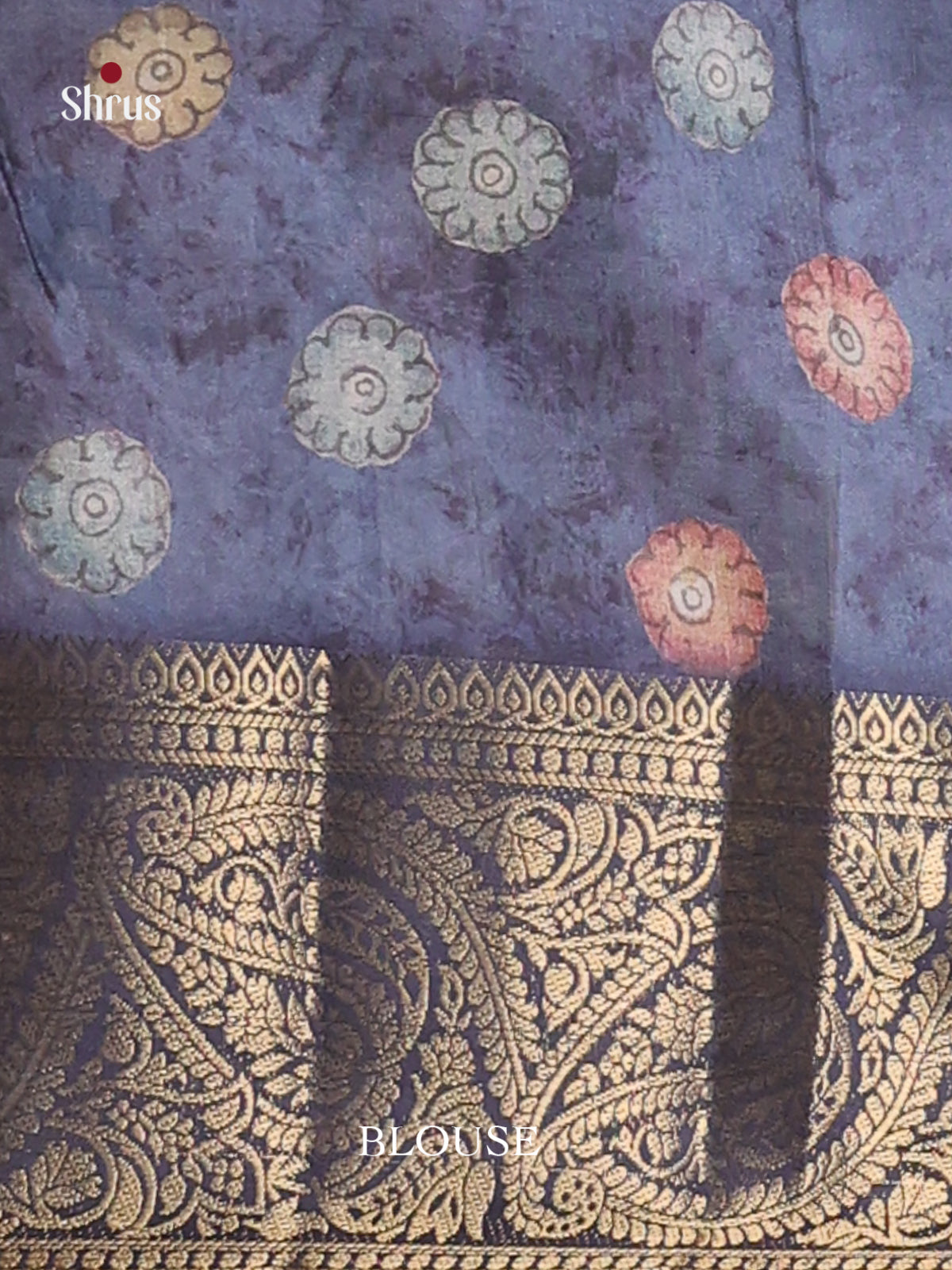 Blue - Chennur-Print Saree - Shop on Shrus.com