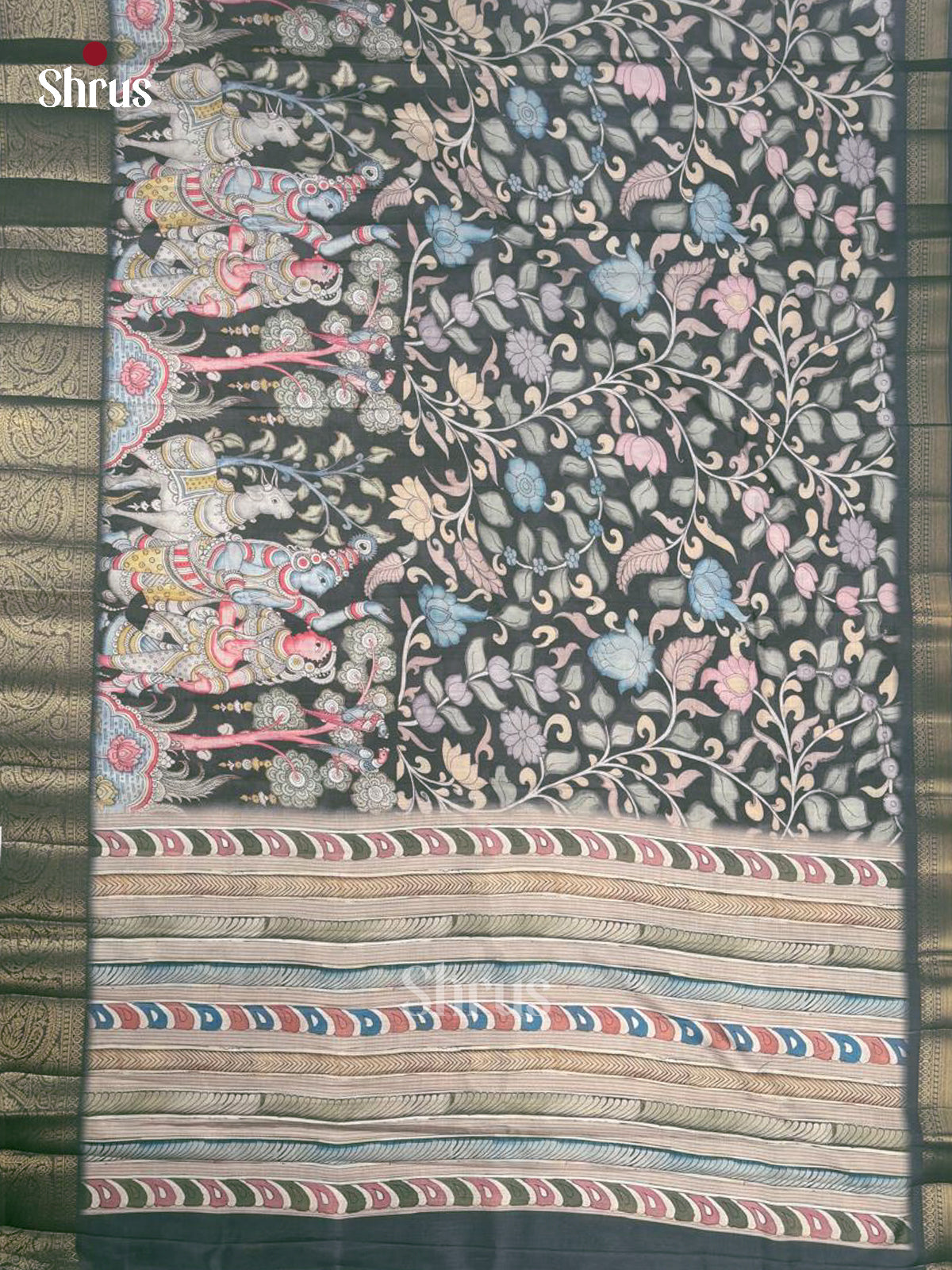 Black - Chennur-Print Saree - Shop on Shrus.com