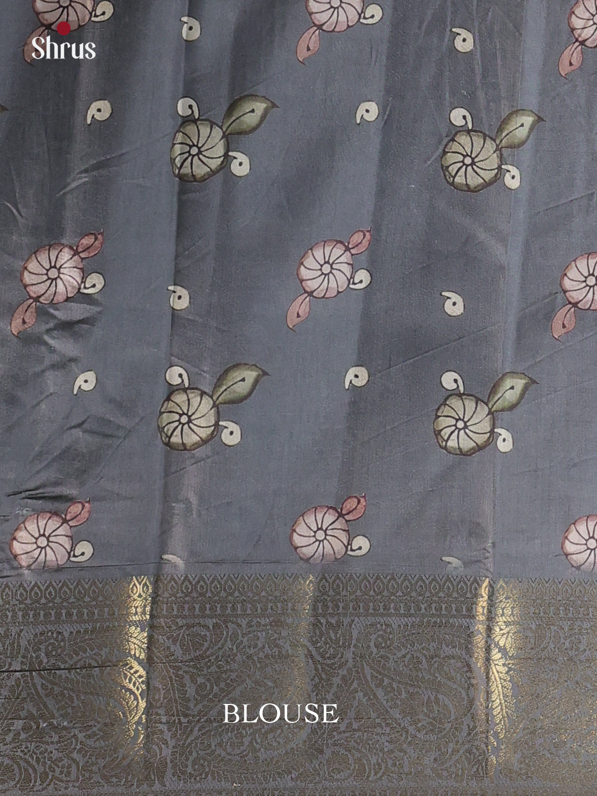 Grey - Chennur-Print Saree - Shop on Shrus.com