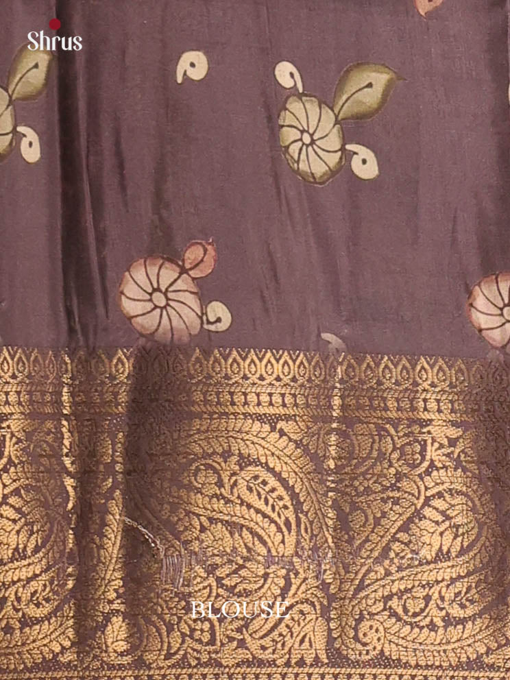 Purple - Chennur-Print Saree - Shop on Shrus.com