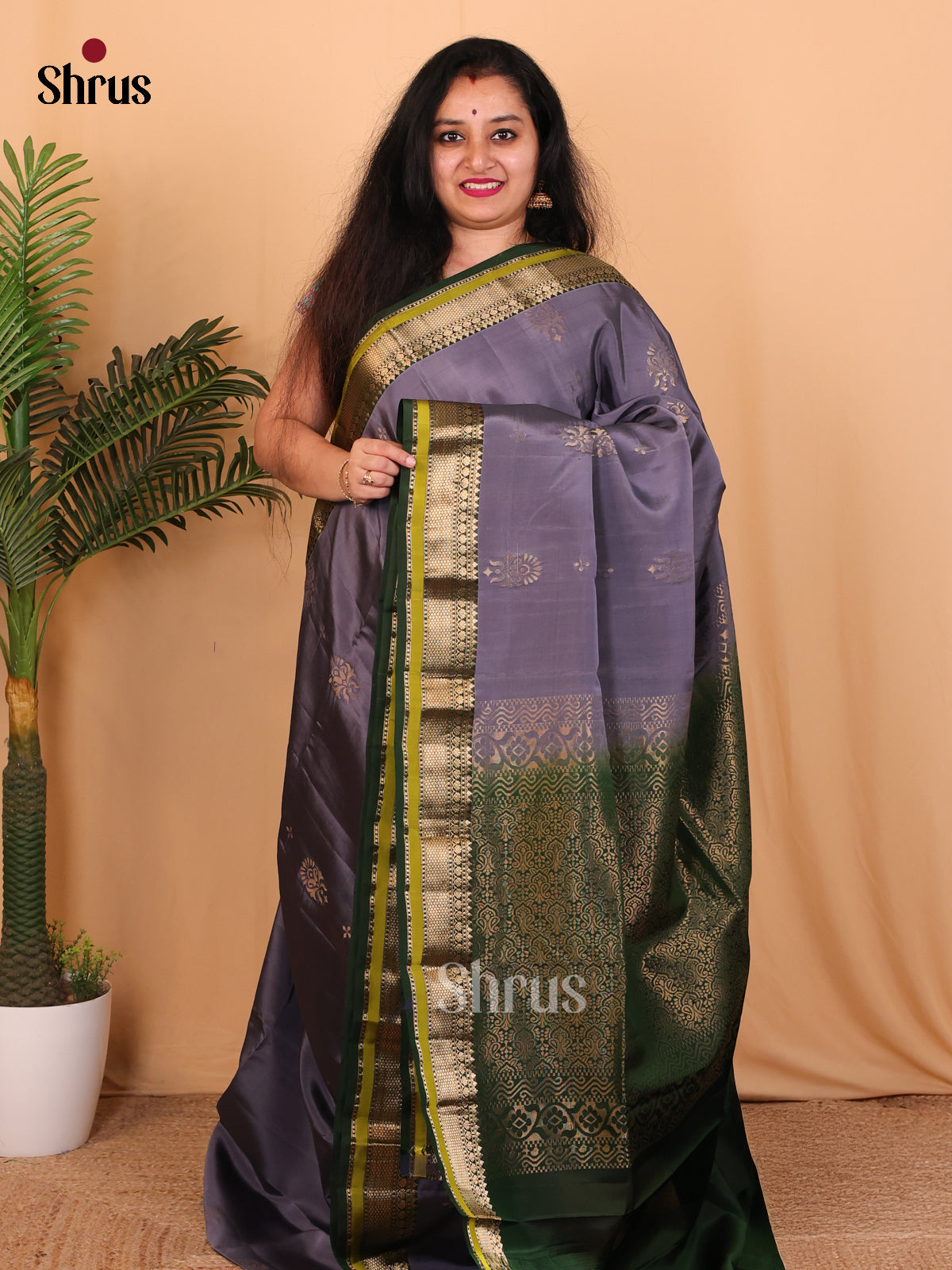 Pastel Purple & Green - Softsilk-halfpure Saree - Shop on Shrus.com