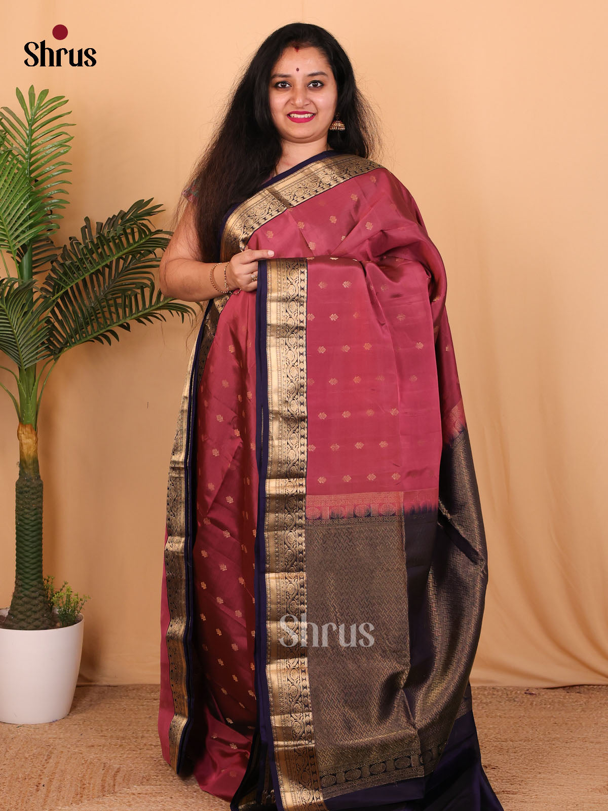 Maroon & Blue- Softsilk-halfpure Saree - Shop on Shrus.com