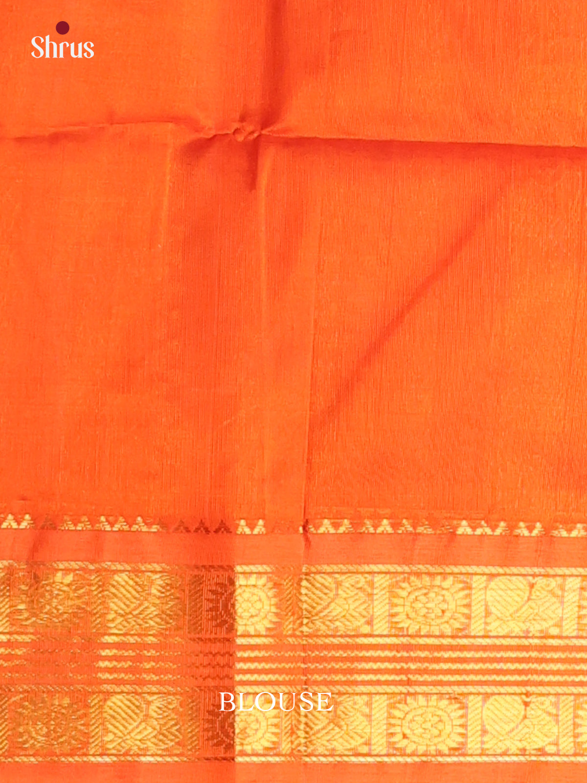 Cream & Orange - Silk Cotton Saree - Shop on Shrus.com
