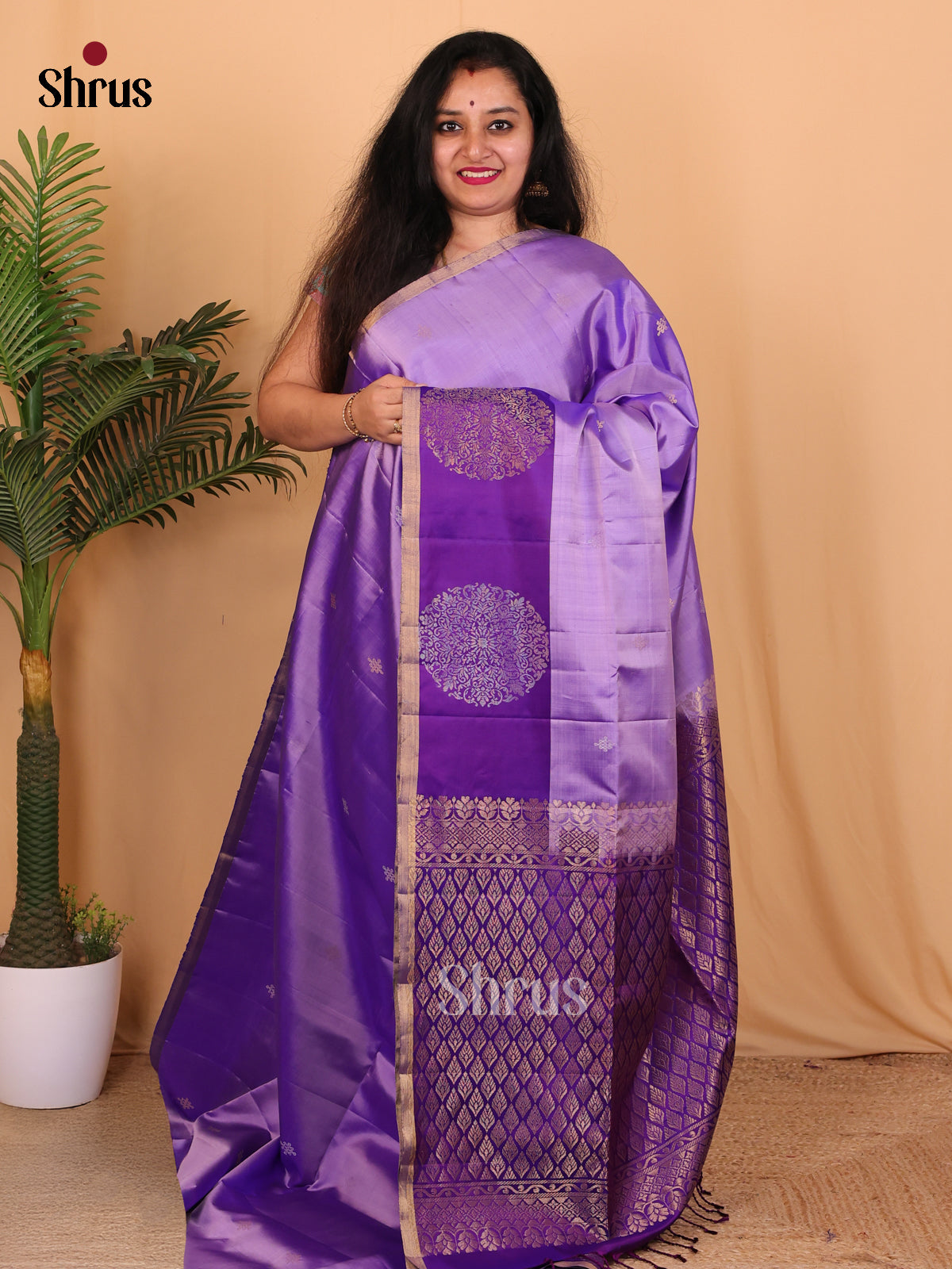 Lavender & Violet- Soft Silk Saree - Shop on Shrus.com