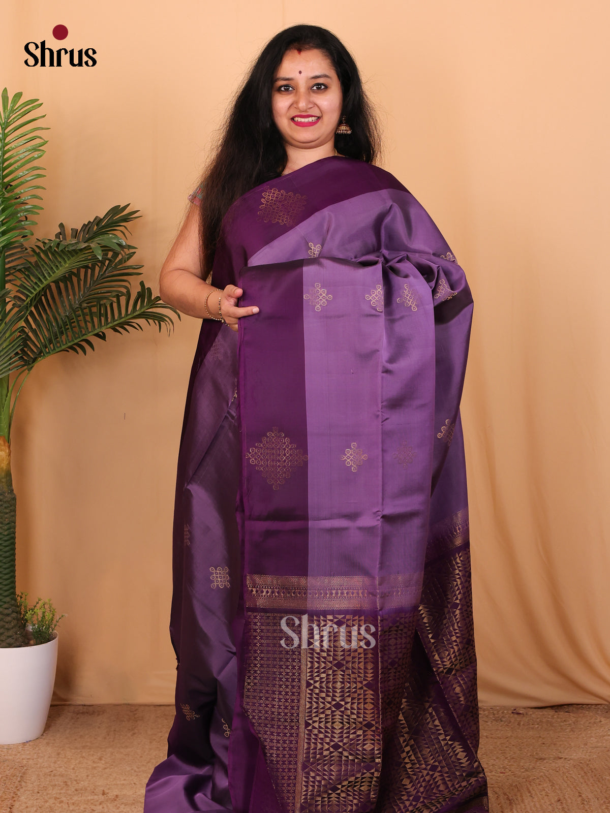 Purple & Violet- Softsilk-halfpure Saree - Shop on Shrus.com