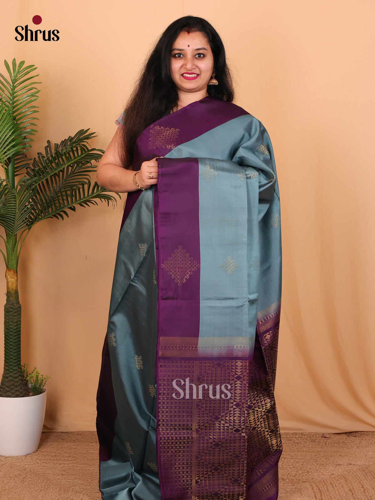 Blue & Violet - Softsilk-halfpure Saree - Shop on Shrus.com