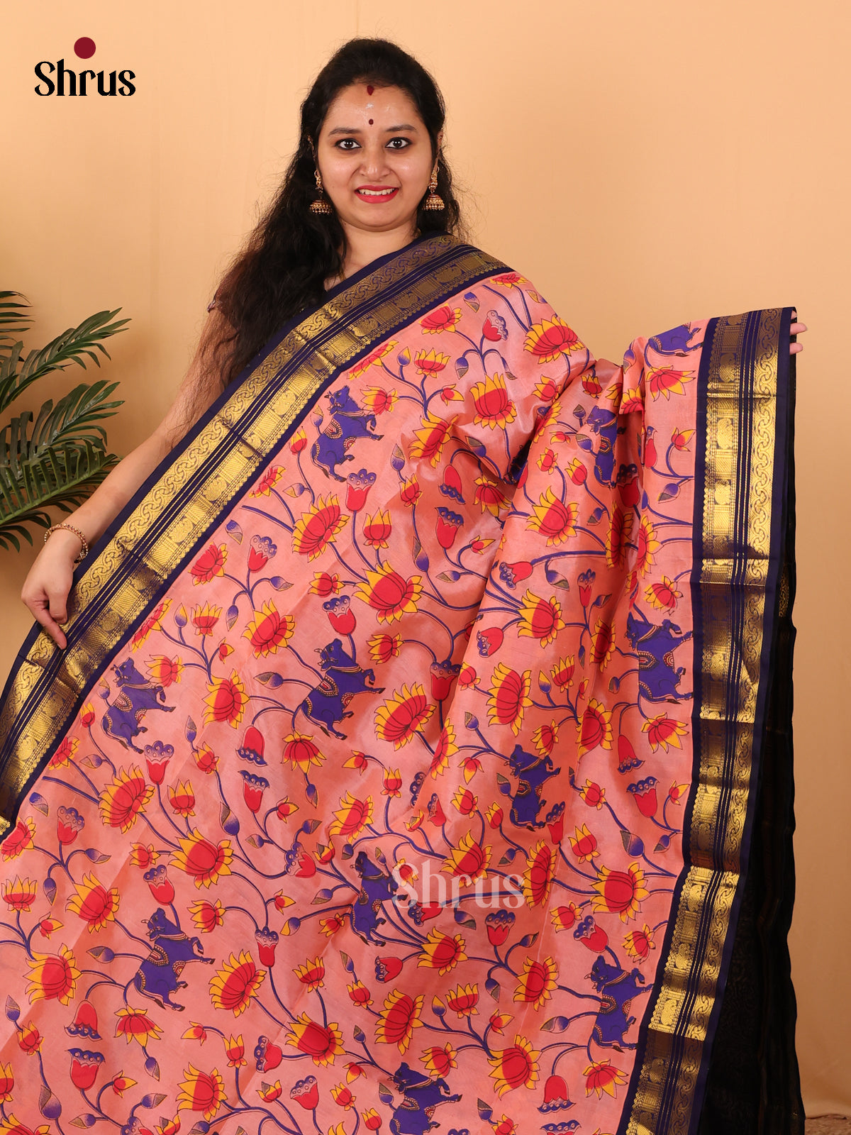 Pink & Blue - Hindolam Saree - Shop on Shrus.com